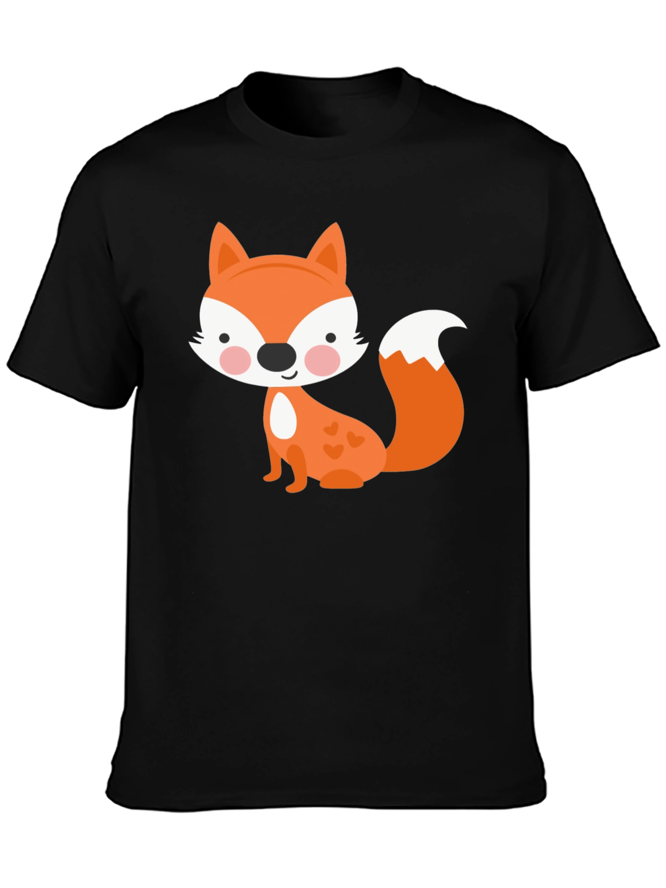 Black Cute Fox Graphic Tee - Fun & Playful Black T-Shirt view 3