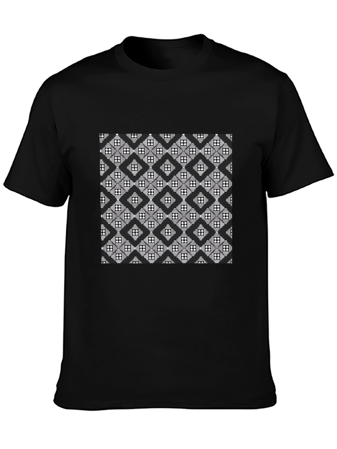 Black Geometric Black T-Shirt - Modern Pattern view 3