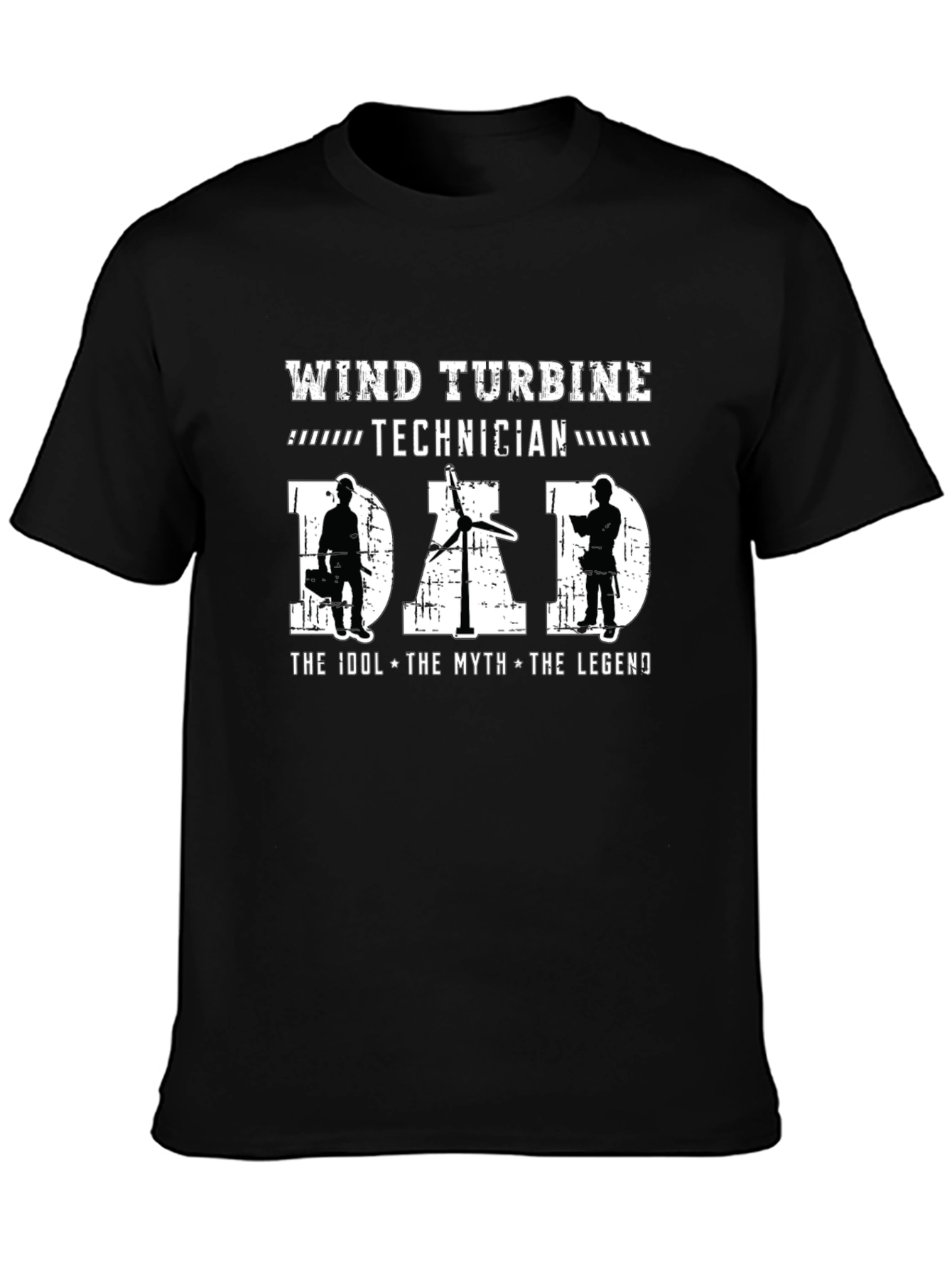 Black Wind Turbine Technician Dad T-Shirt - The Idol, Myth, Legend view 3