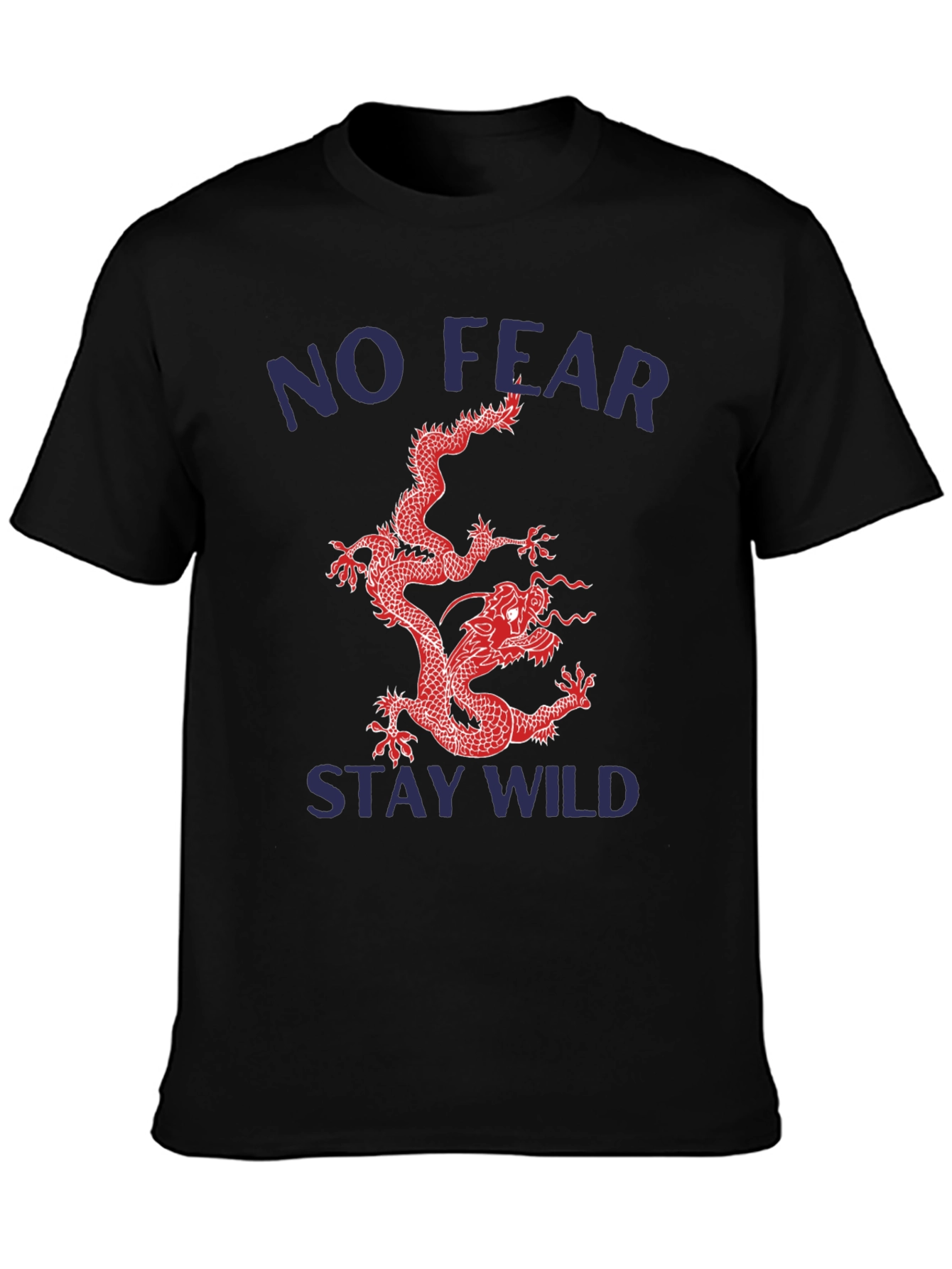 Black No Fear Stay Wild Dragon Graphic Tee view 3