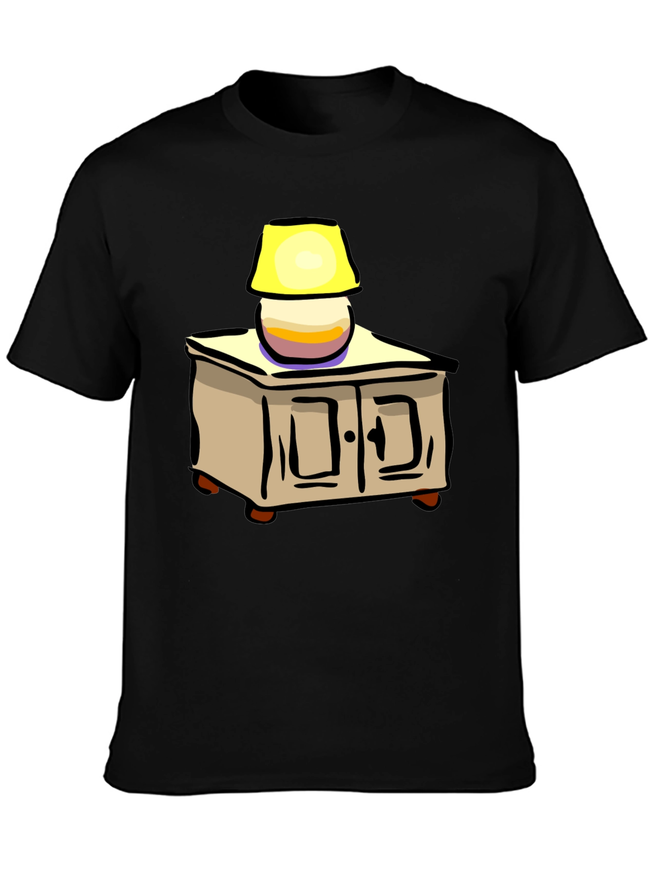 Black Cartoon Nightstand Lamp T-Shirt view 3