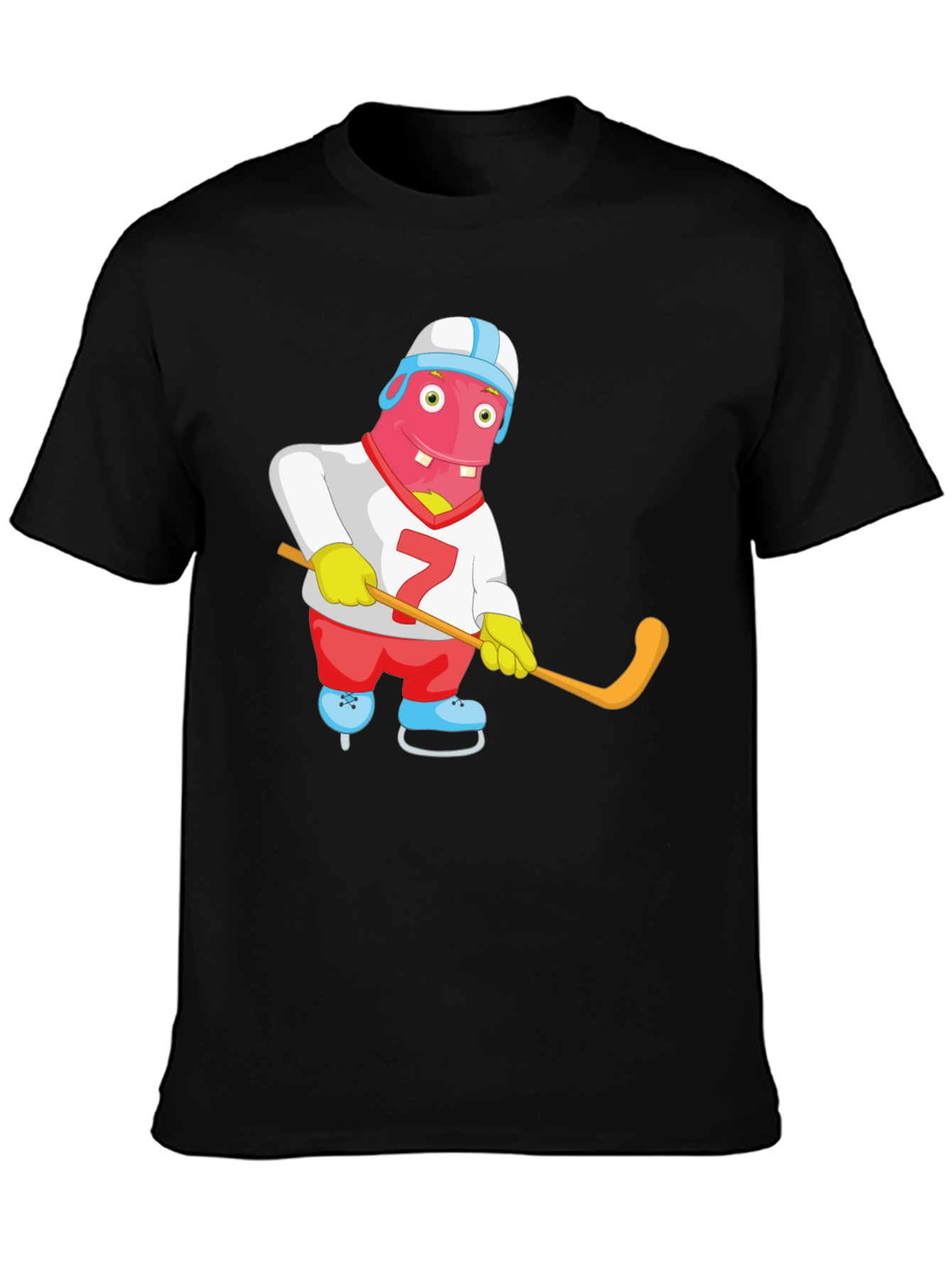 Black Funny Hockey Monster Graphic Tee view 3