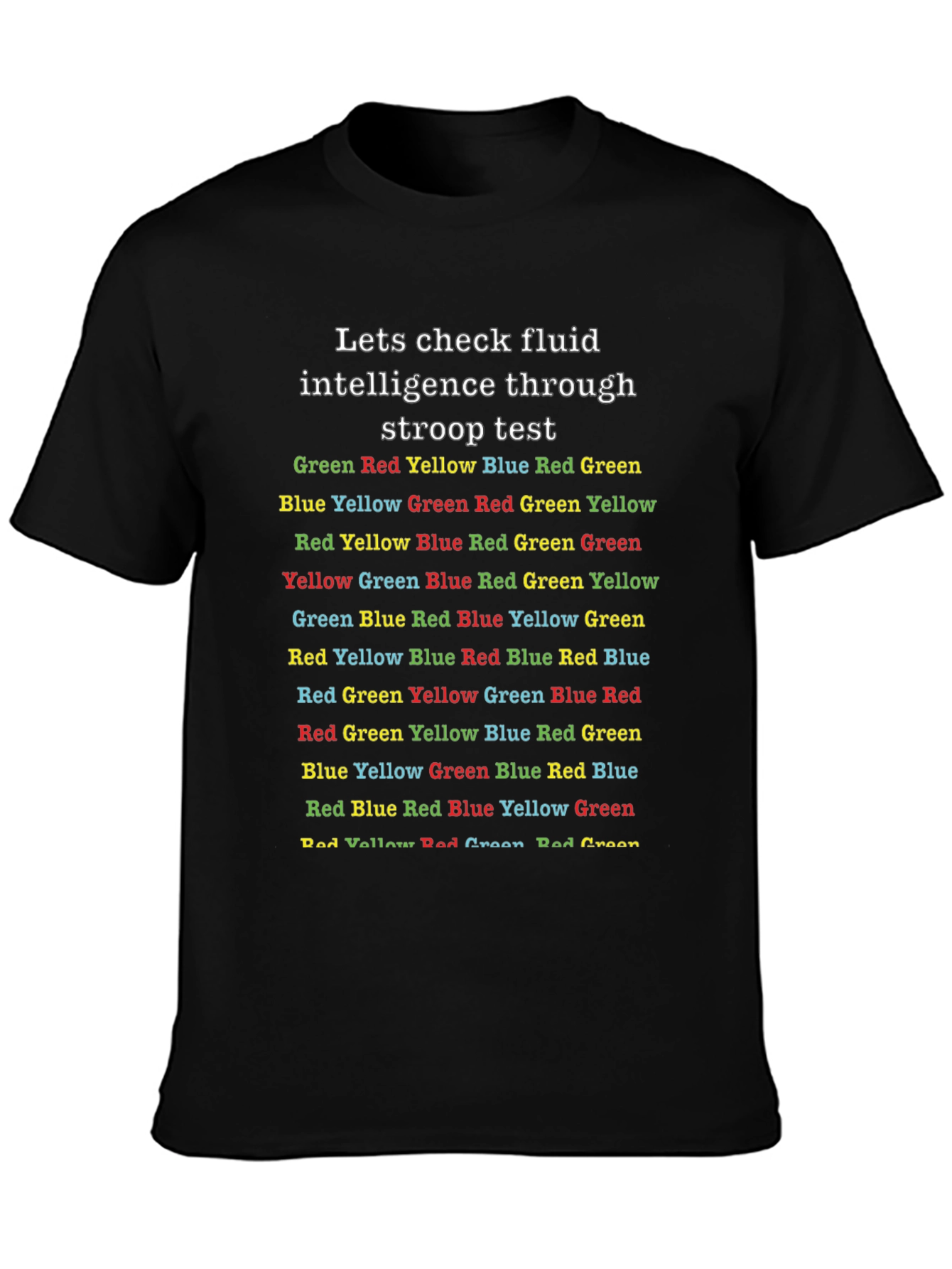 Black Stroop Test Fluid Intelligence T-Shirt view 3