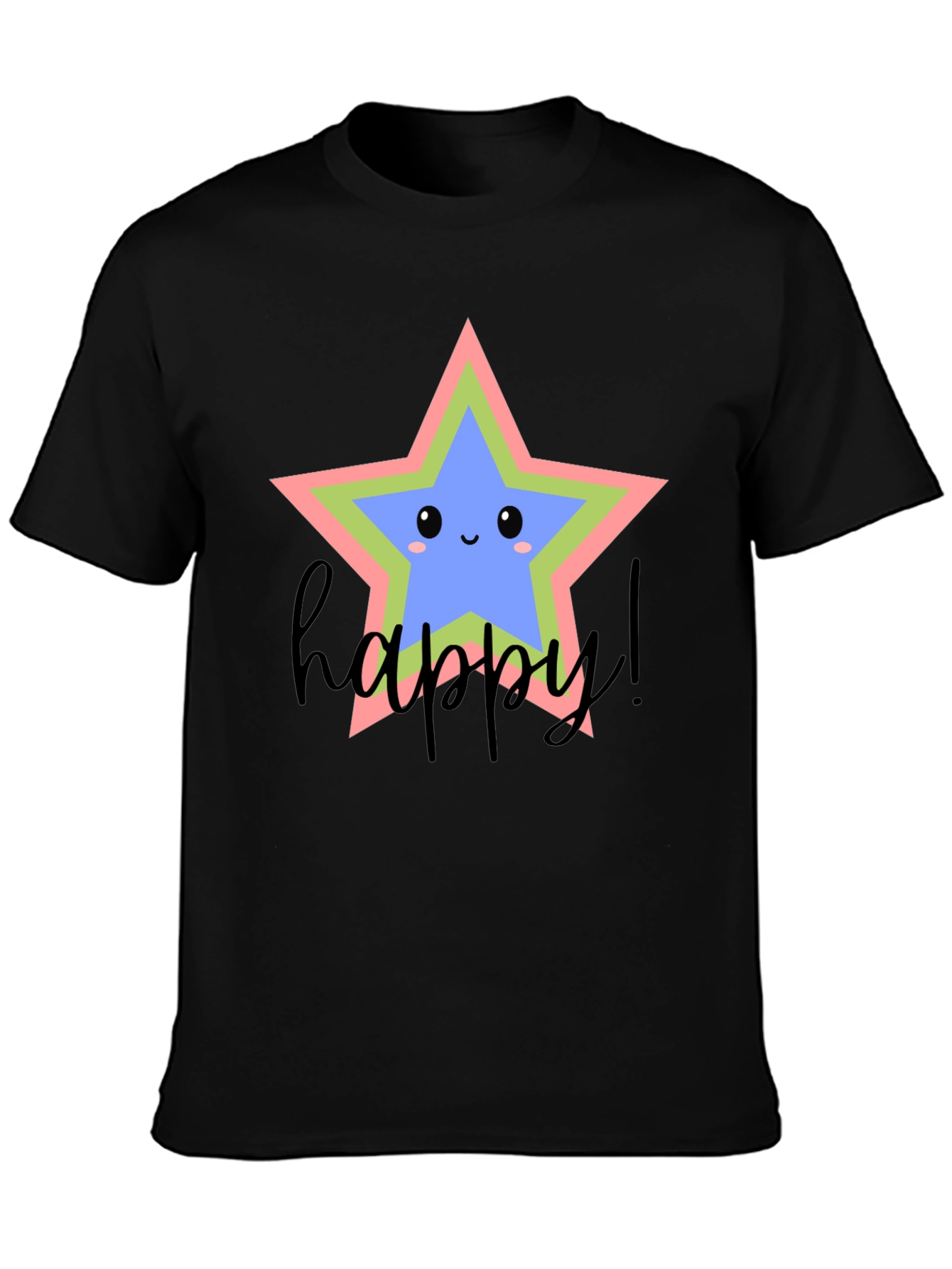 Black Cute Star Graphic Tee - Happy Vibes view 3