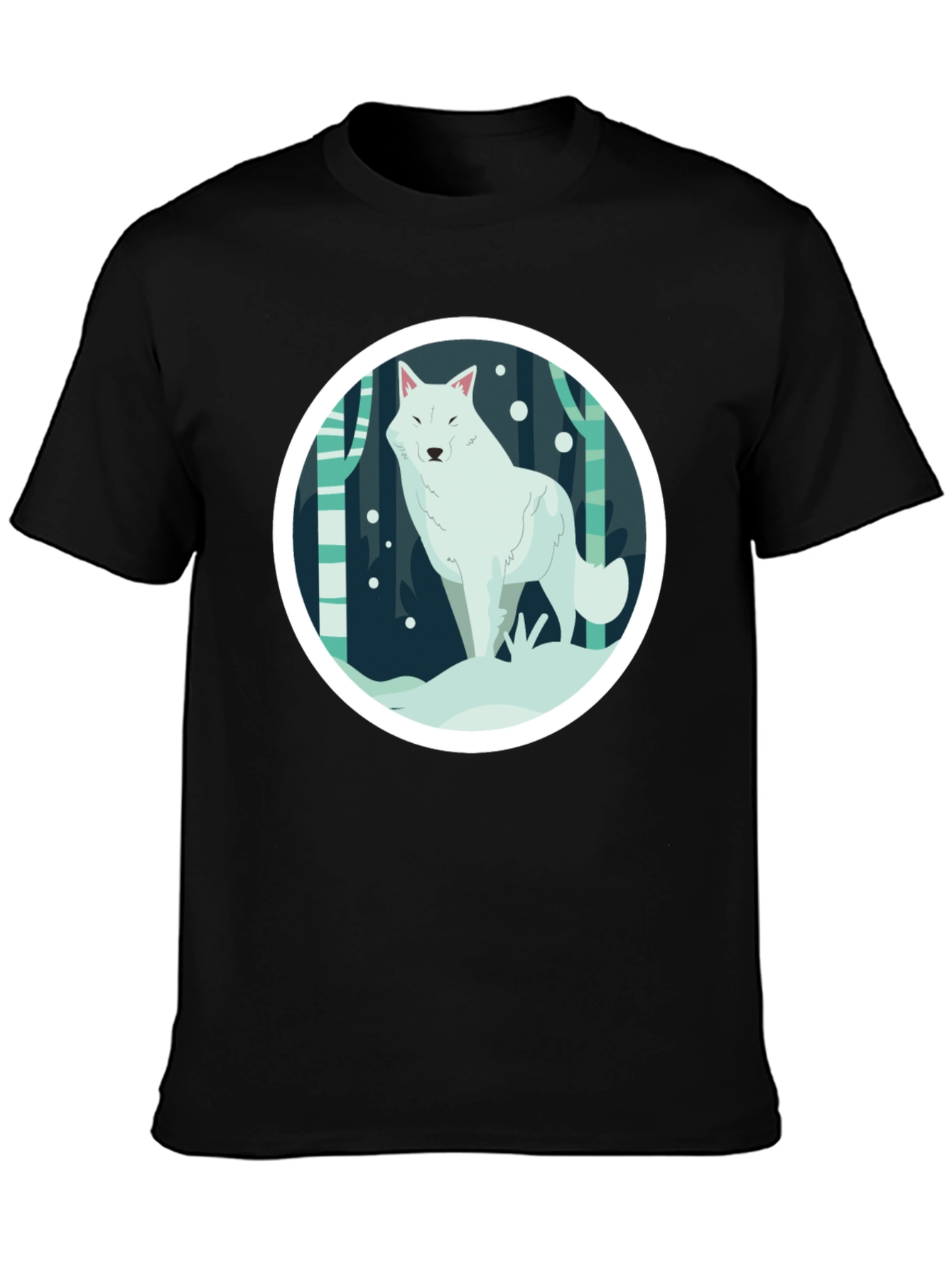 Black Arctic Wolf Graphic Tee - Black Unisex T-Shirt view 3