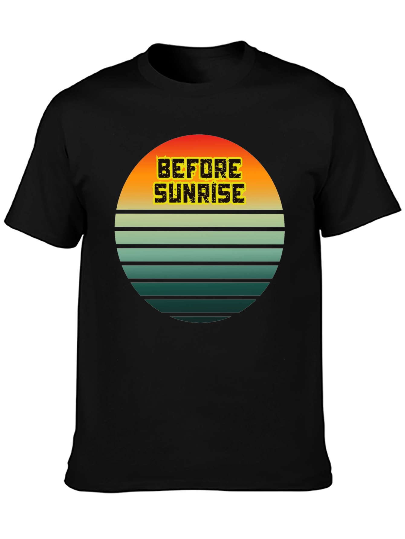 Black Retro Sunset 'Before Sunrise' Graphic Tee - Unisex view 3