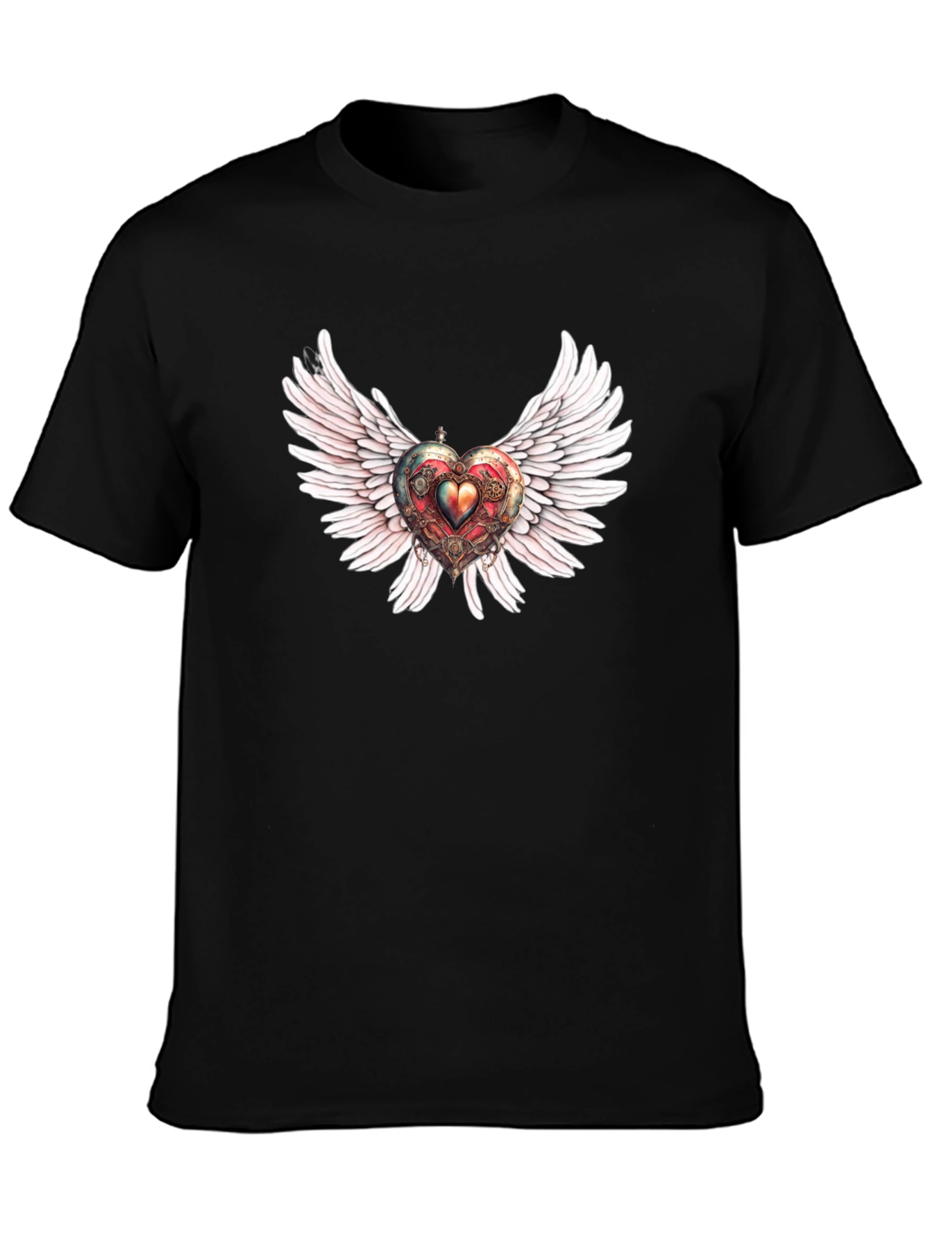 Black Winged Steampunk Heart Graphic Tee view 3