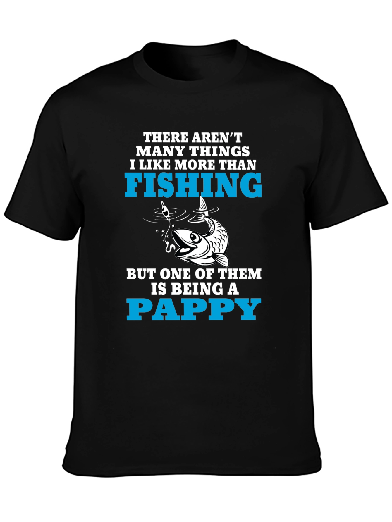 Black Fishing Pappy T-Shirt - Gift for Grandpa Fisherman view 3
