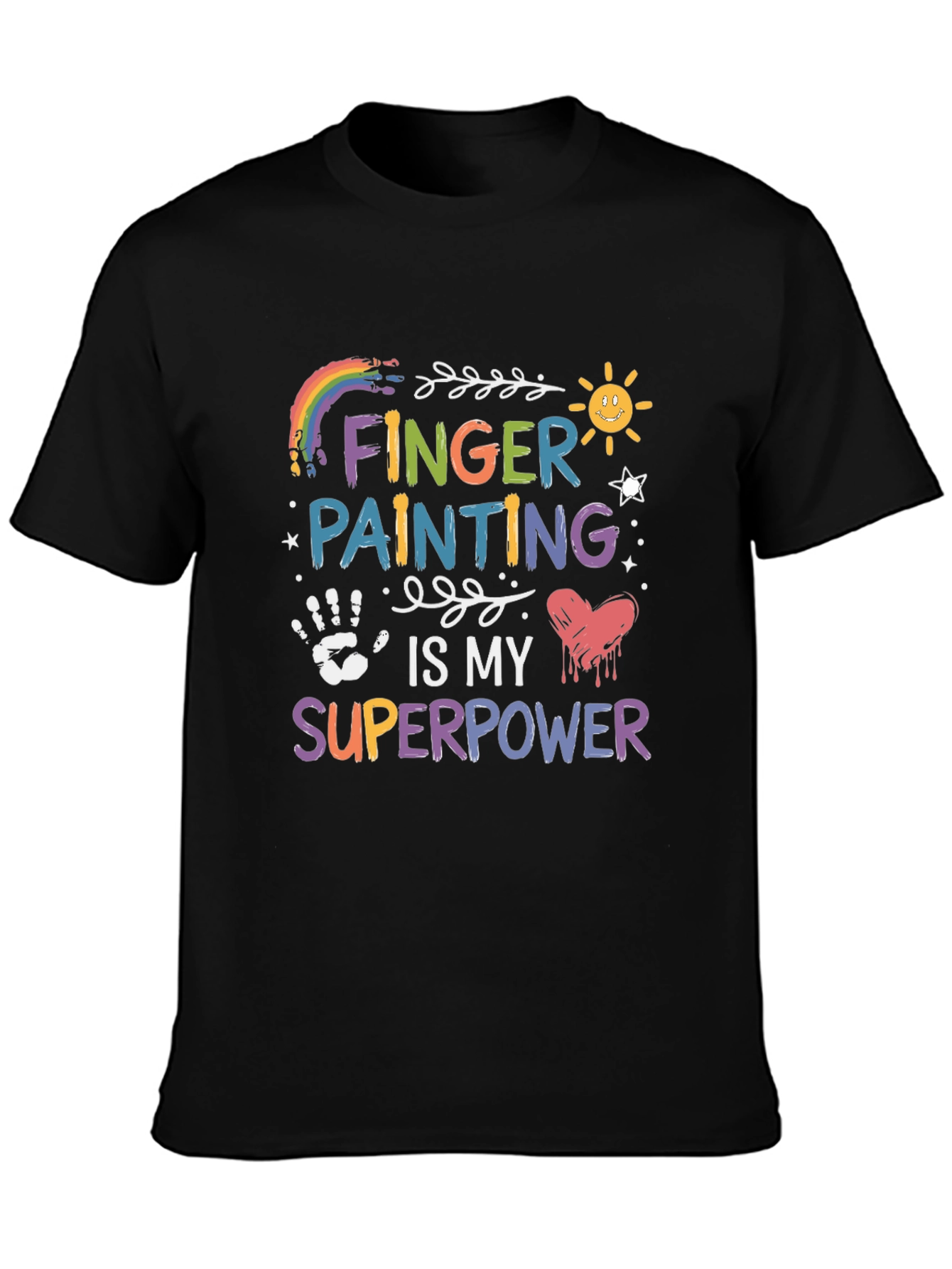 Black Finger Painting is My Superpower Graphic T-Shirt view 3