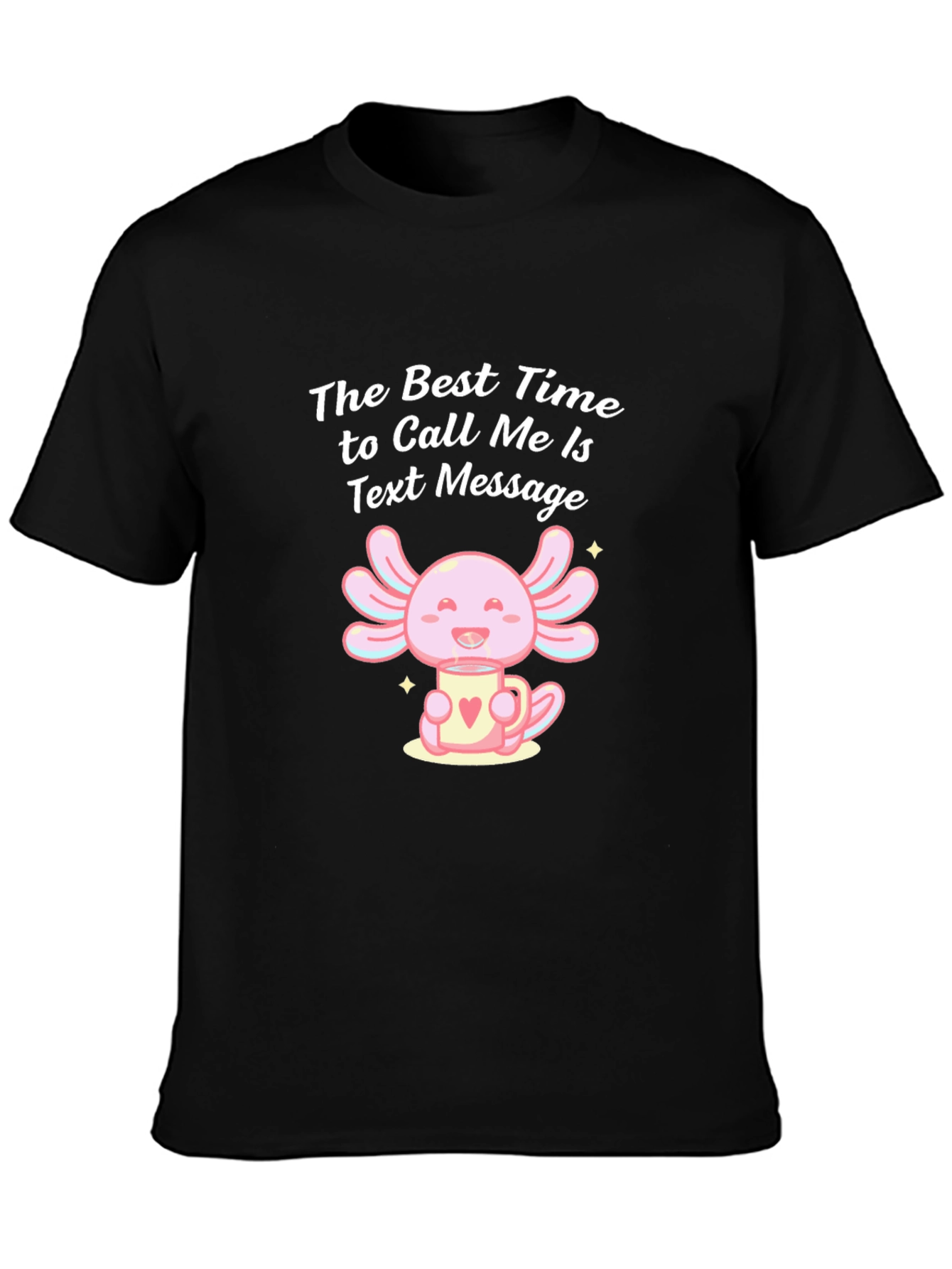 Black Axolotl Text Message T-Shirt view 3