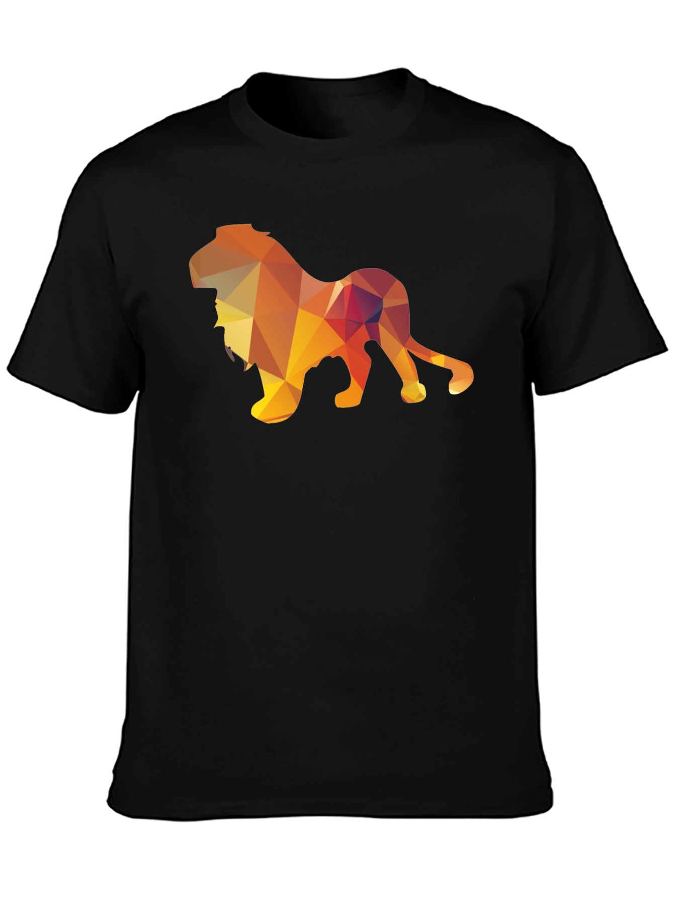 Black Geometric Lion Graphic Tee - Stylish Men's Black T-Shirt view 3