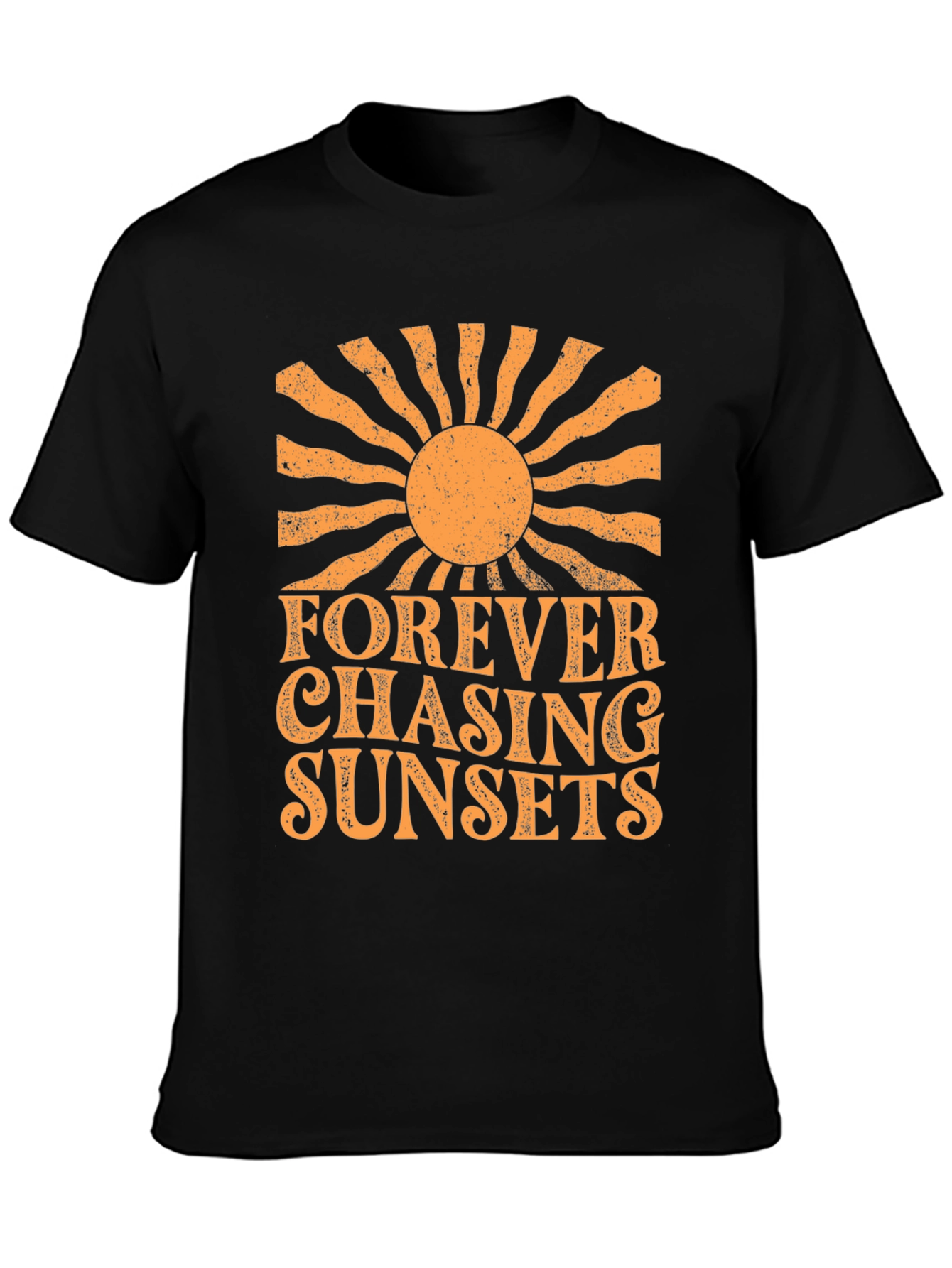 Black Forever Chasing Sunsets Graphic Tee view 3