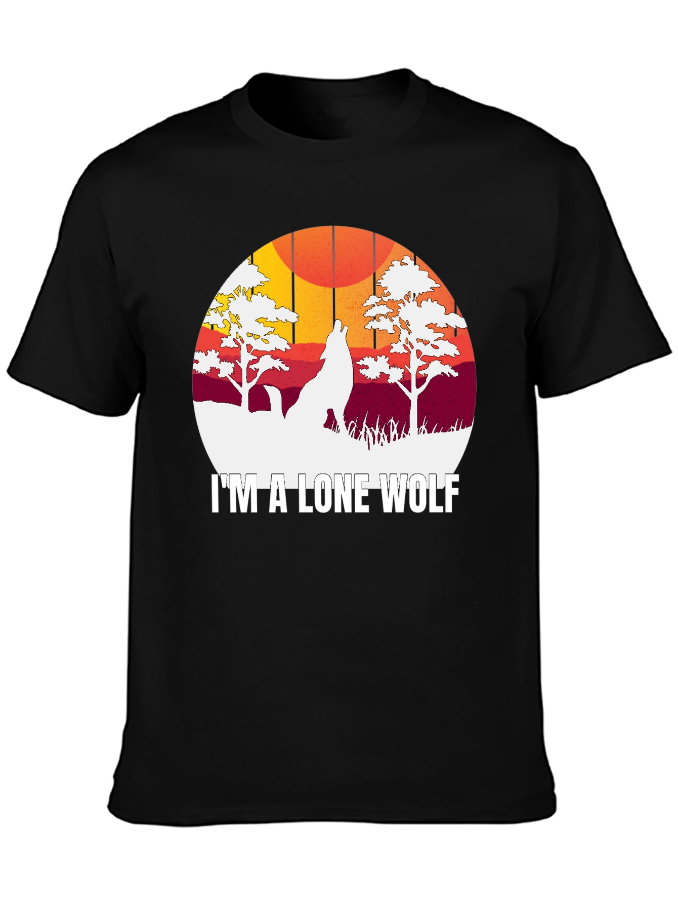 Black Lone Wolf Graphic Tee - Men's Black T-Shirt view 3