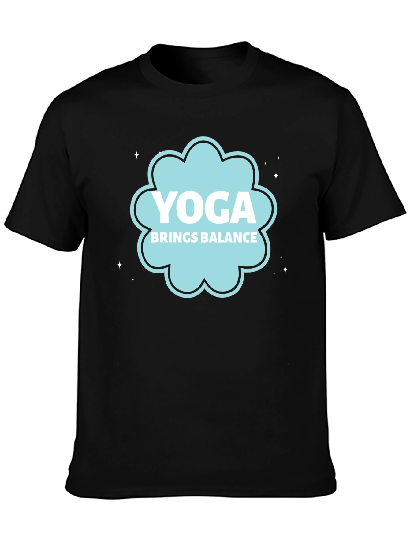 Black Yoga Brings Balance Black Graphic Tee view 3
