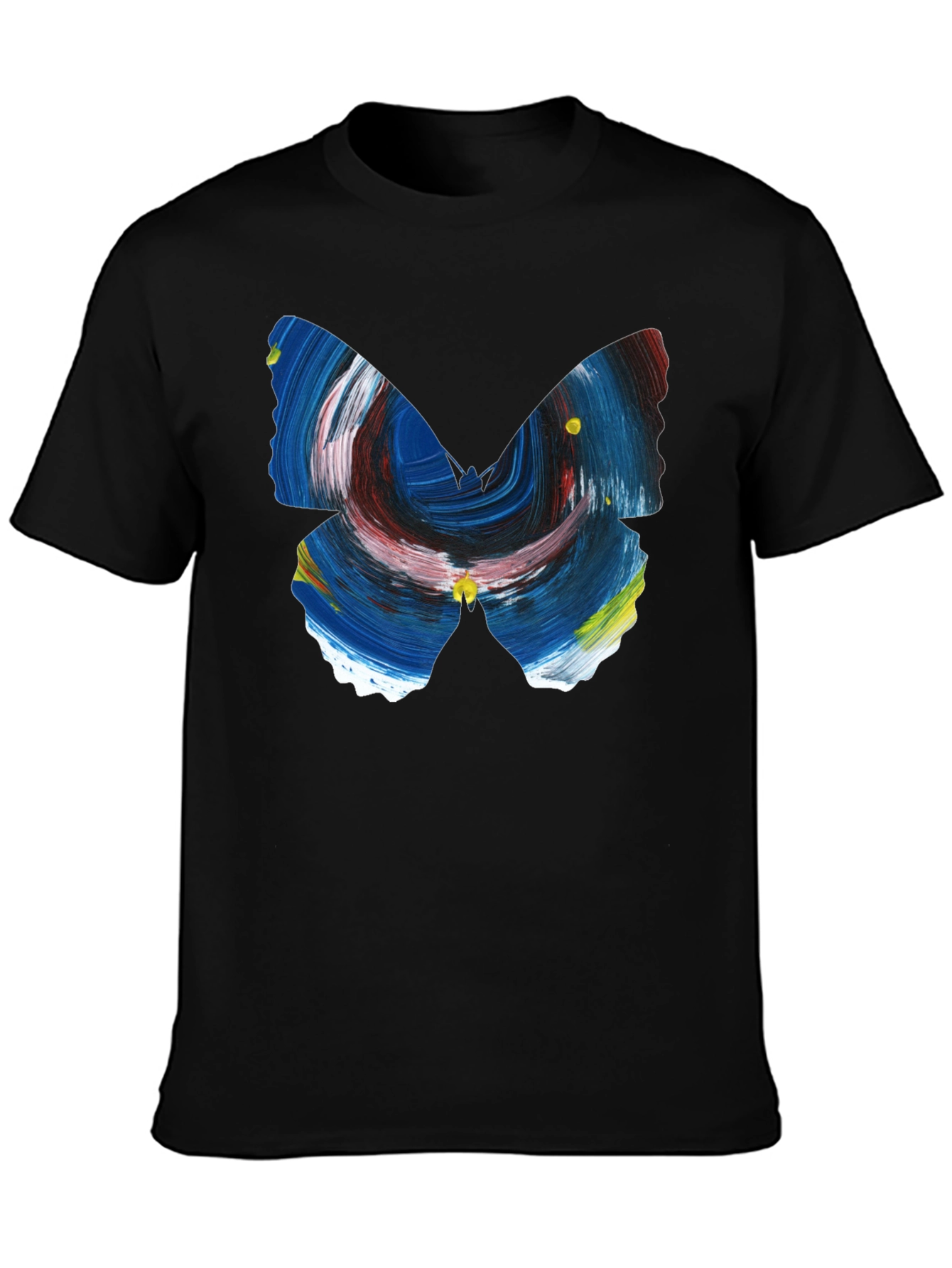 Black Abstract Butterfly Graphic Men's Black T-Shirt view 3