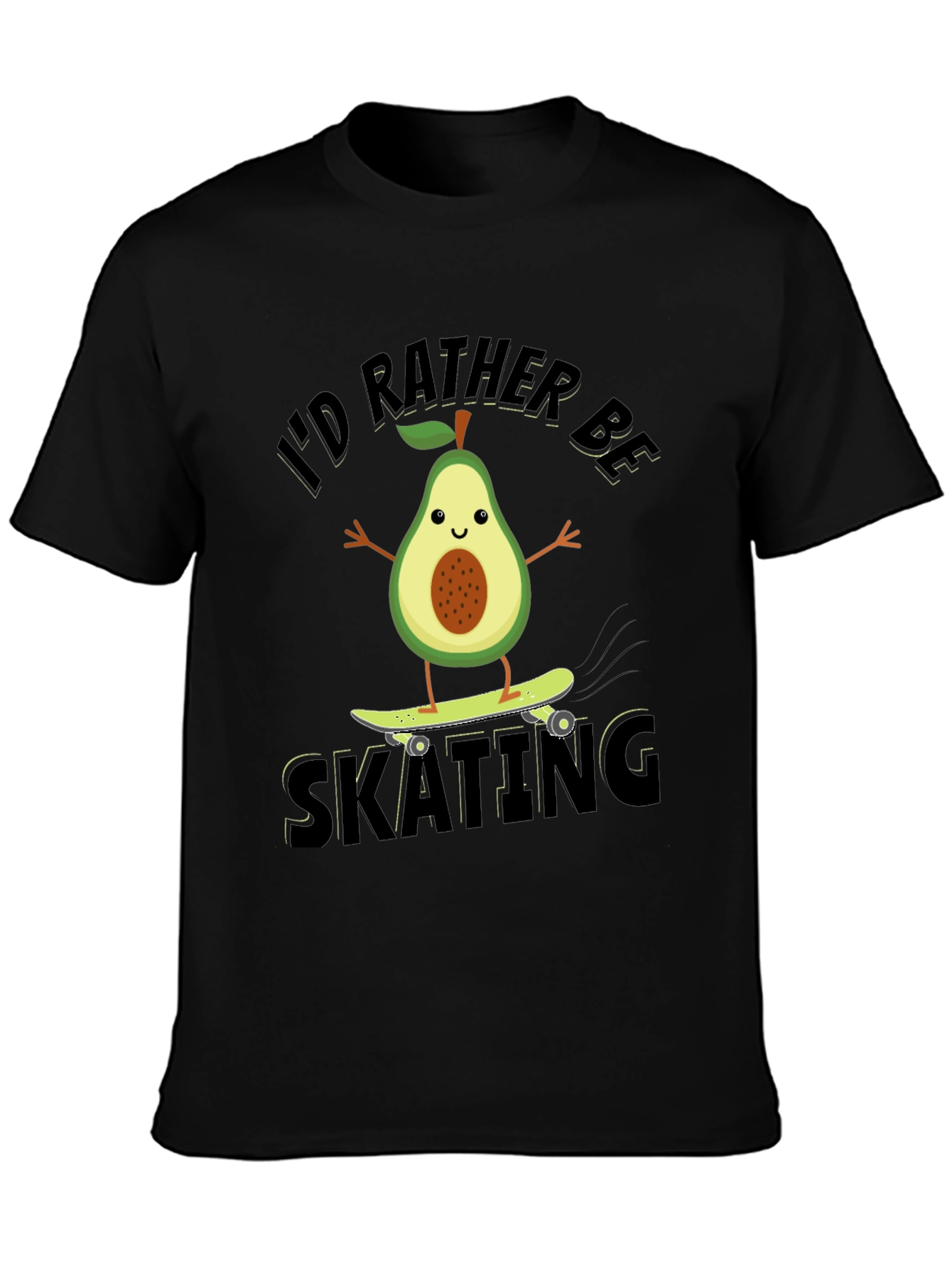 Black I'd Rather Be Skating Avocado Graphic Tee view 3