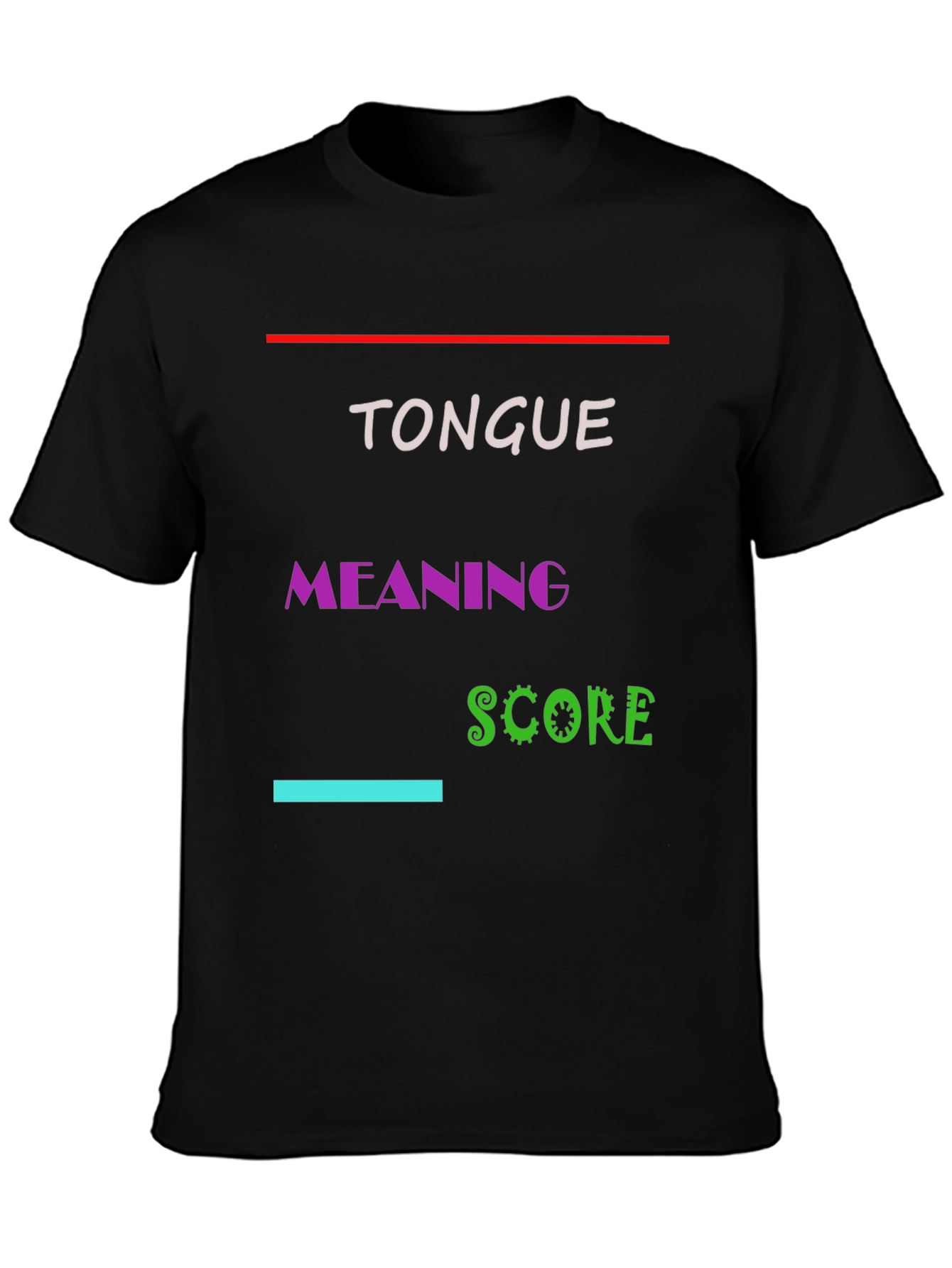 Black Tongue Meaning Score Graphic Tee - Black Cotton Blend T-Shirt view 3