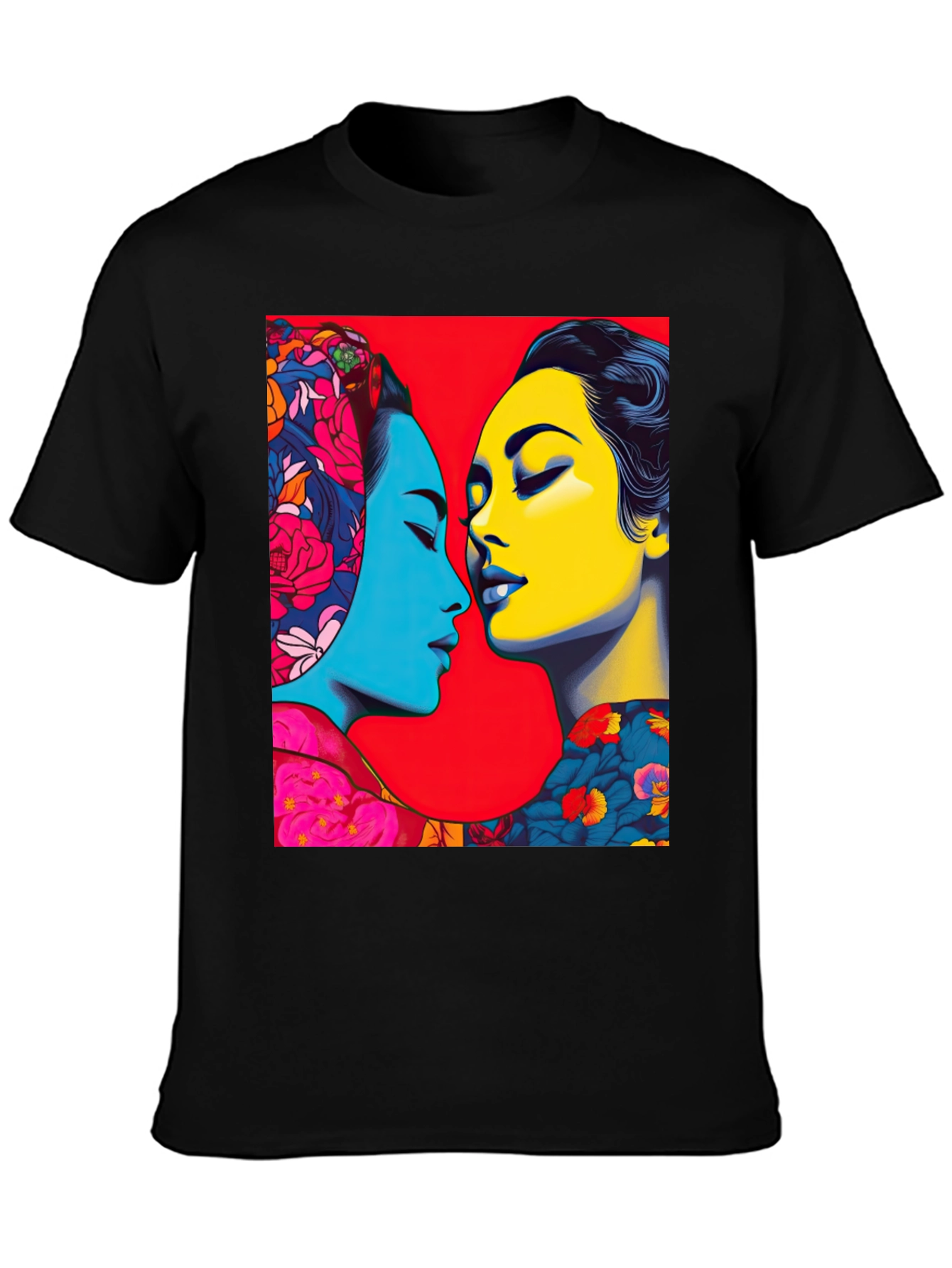 Black Artistic Portrait T-Shirt - Vivid Colors view 3