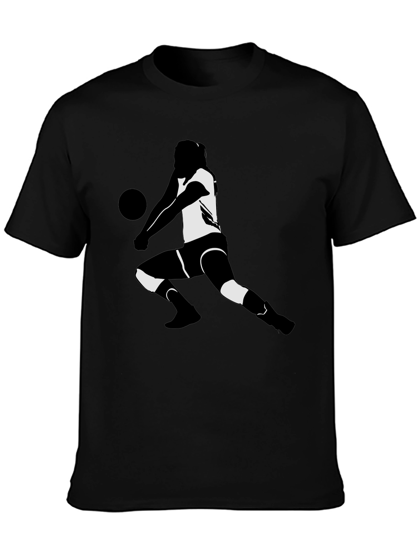 Black Volleyball Player Graphic Tee - Black T-Shirt view 3