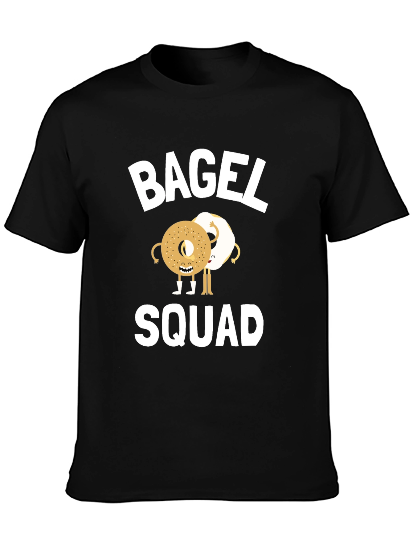 Black Bagel Squad Graphic Tee - Funny Foodie T-Shirt view 3