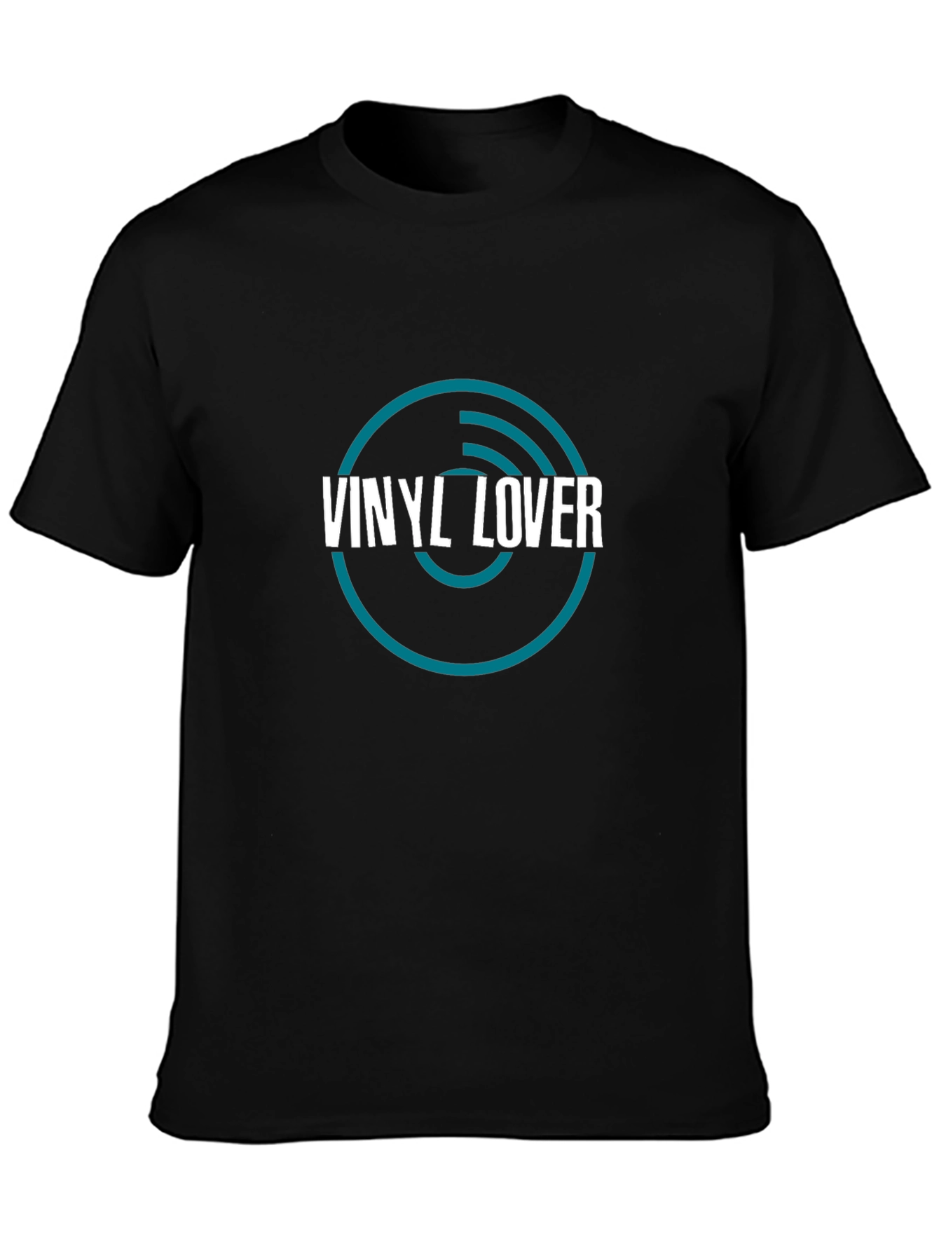 Black Vinyl Lover Graphic Tee - Black Cotton T-Shirt view 3