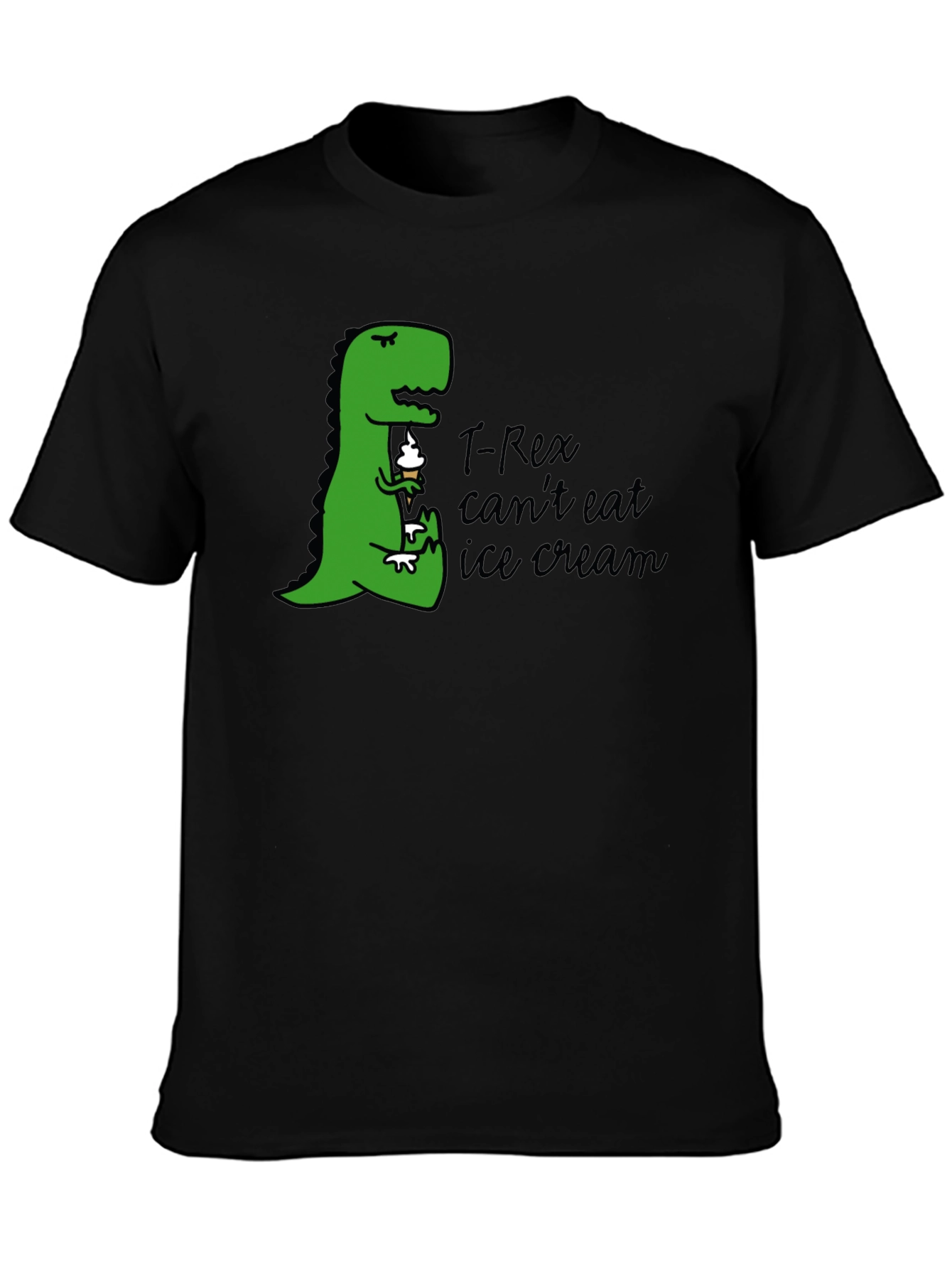 Black T-Rex Ice Cream Humor Graphic Tee view 3