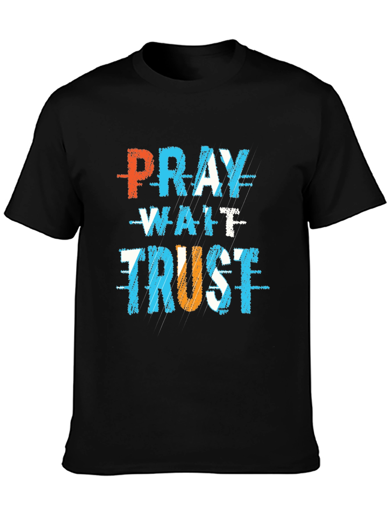 Black Pray Wait Trust Graphic T-Shirt view 3