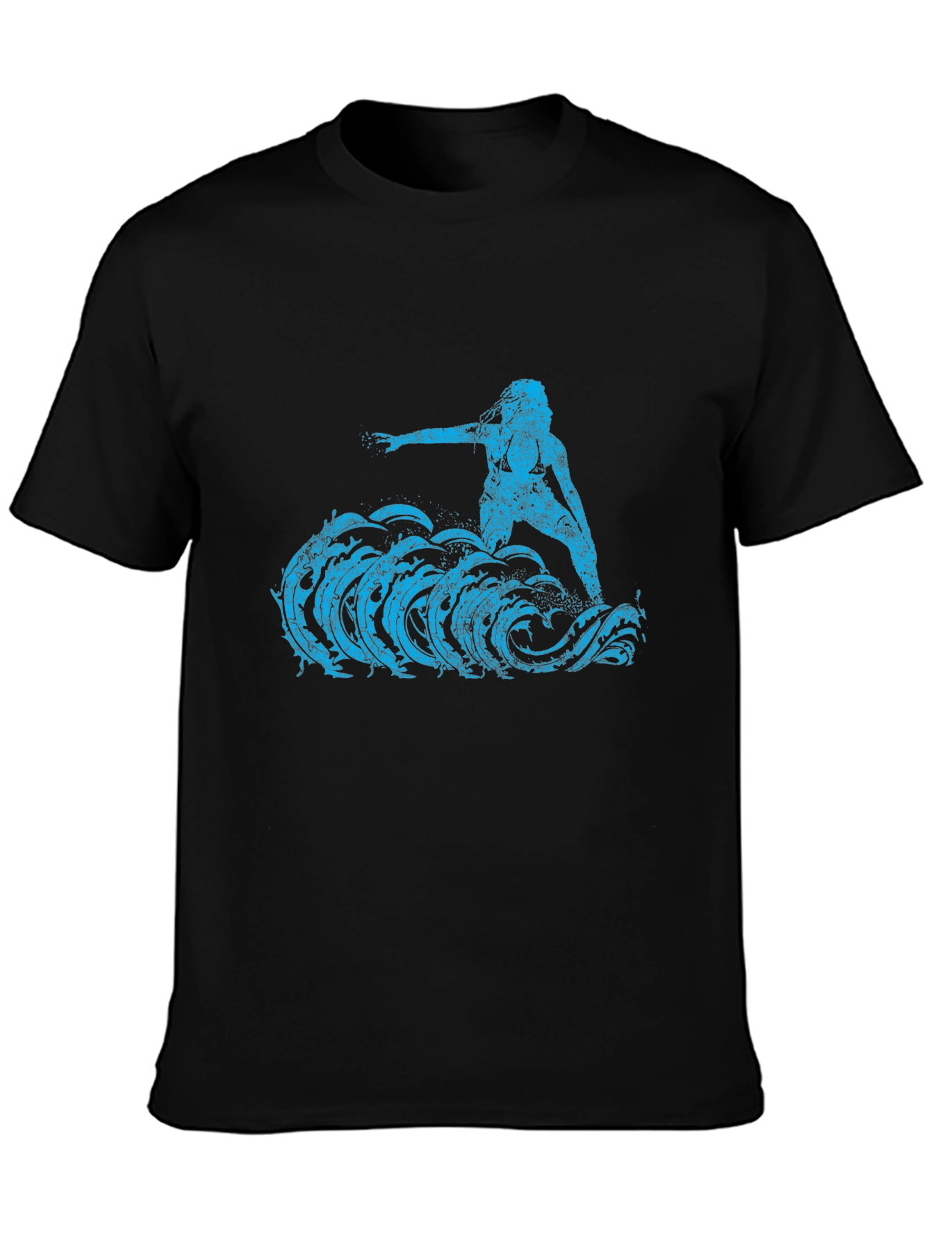 Black Surfer Girl Tee - Black Cotton Graphic T-Shirt view 3
