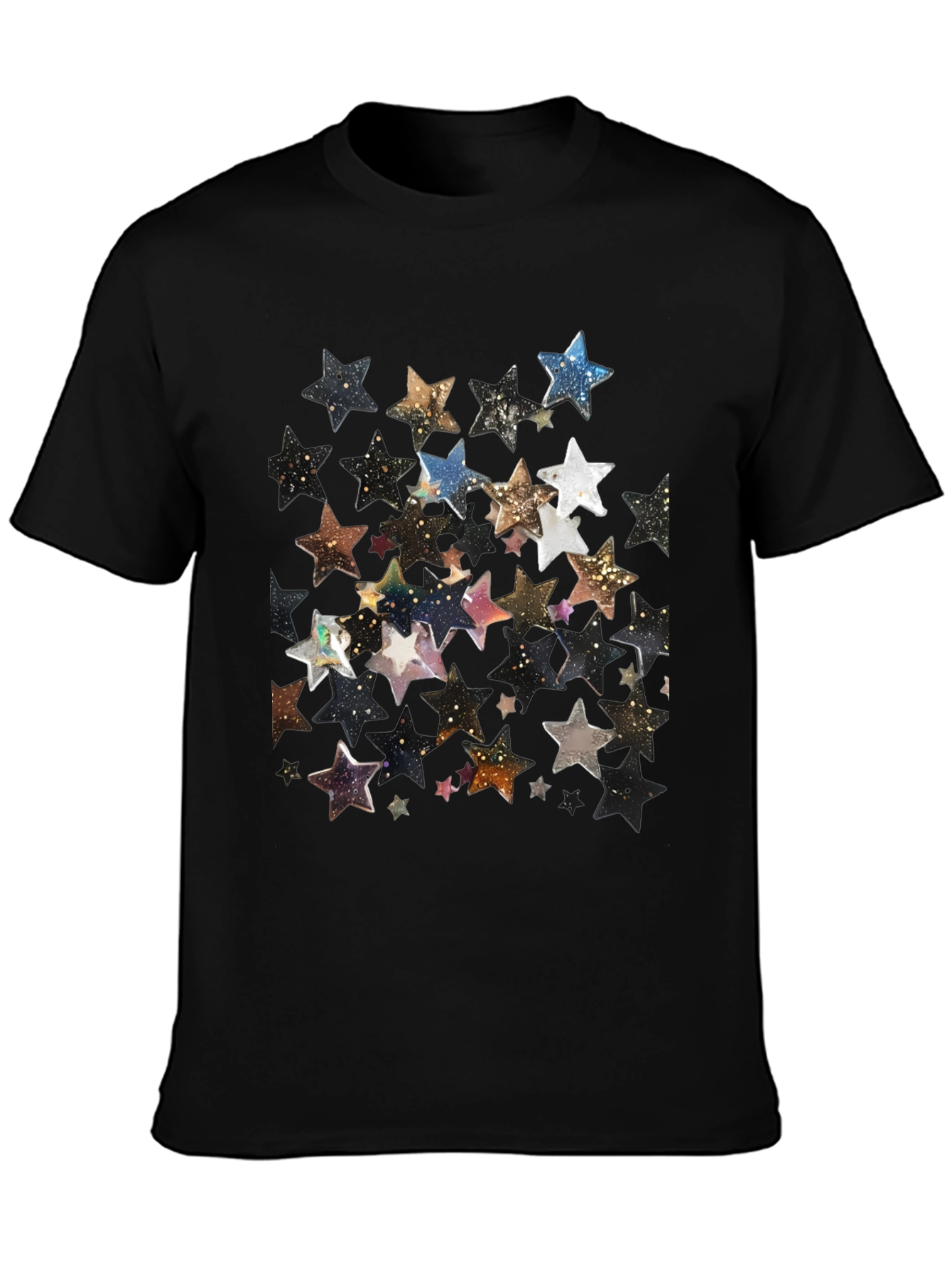 Black Starry Night Black T-Shirt view 3
