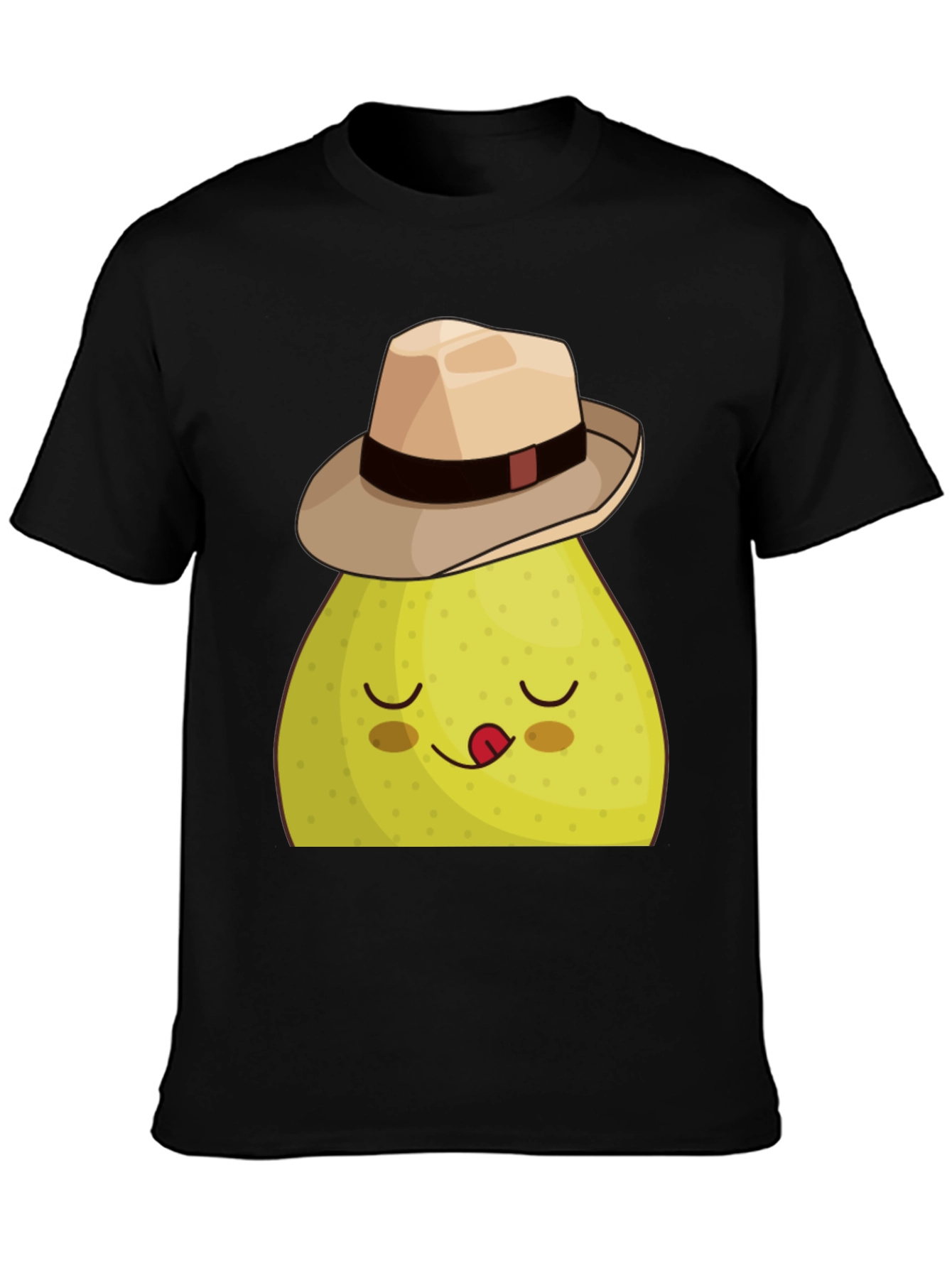 Black Funny Pear with Hat Graphic Tee - Black view 3