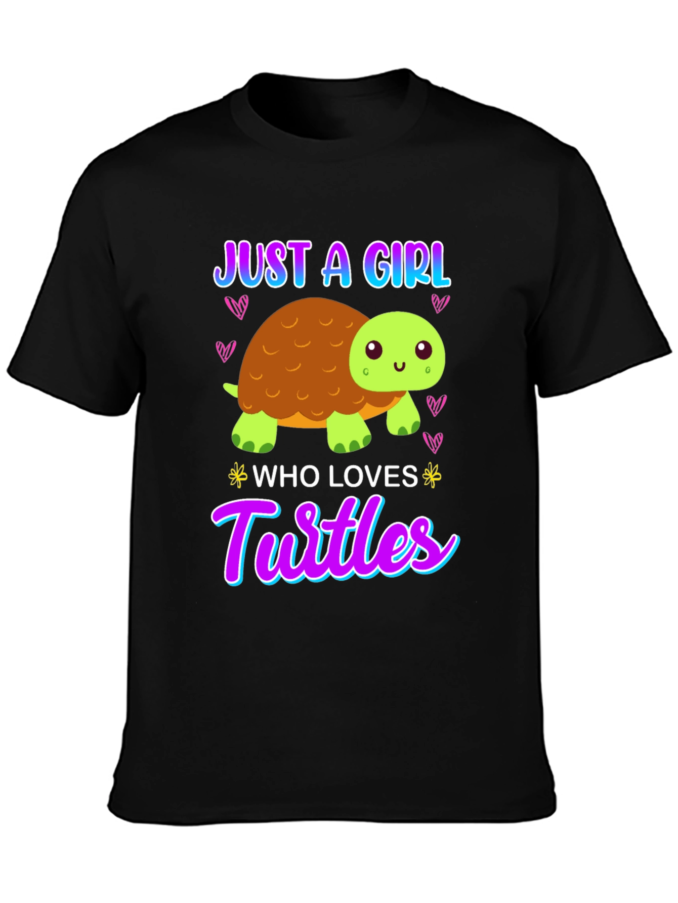 Black Girl Who Loves Turtles T-Shirt - Cute Cartoon view 3