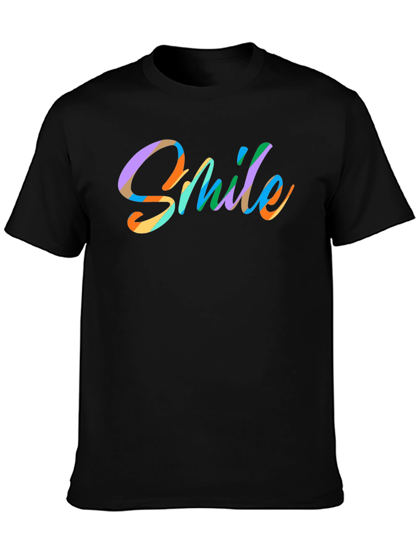 Black Smile Graphic Print Black T-Shirt view 3