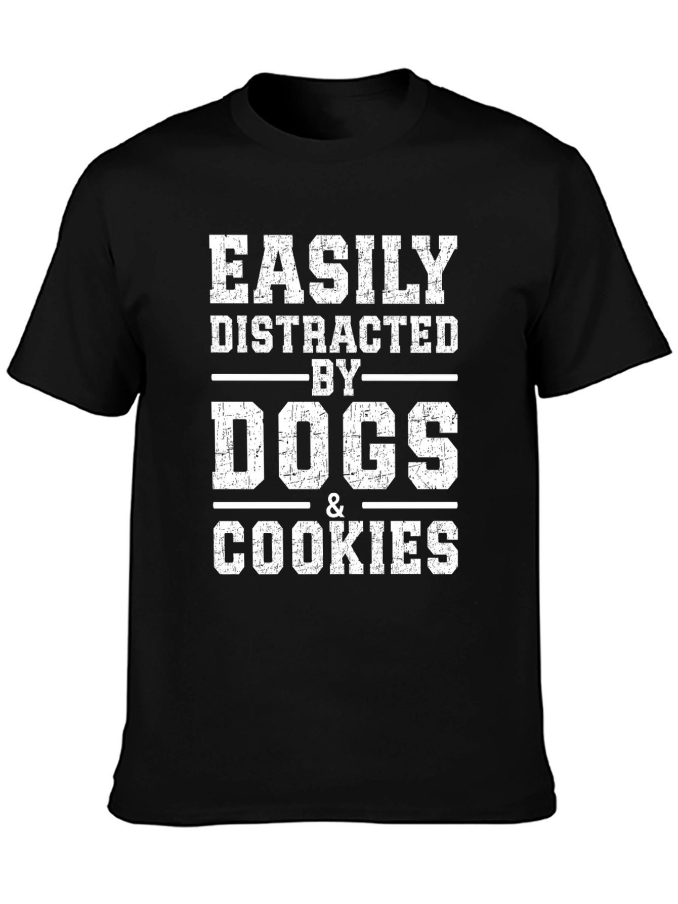 Black Easily Distracted By Dogs & Cookies T-Shirt view 3