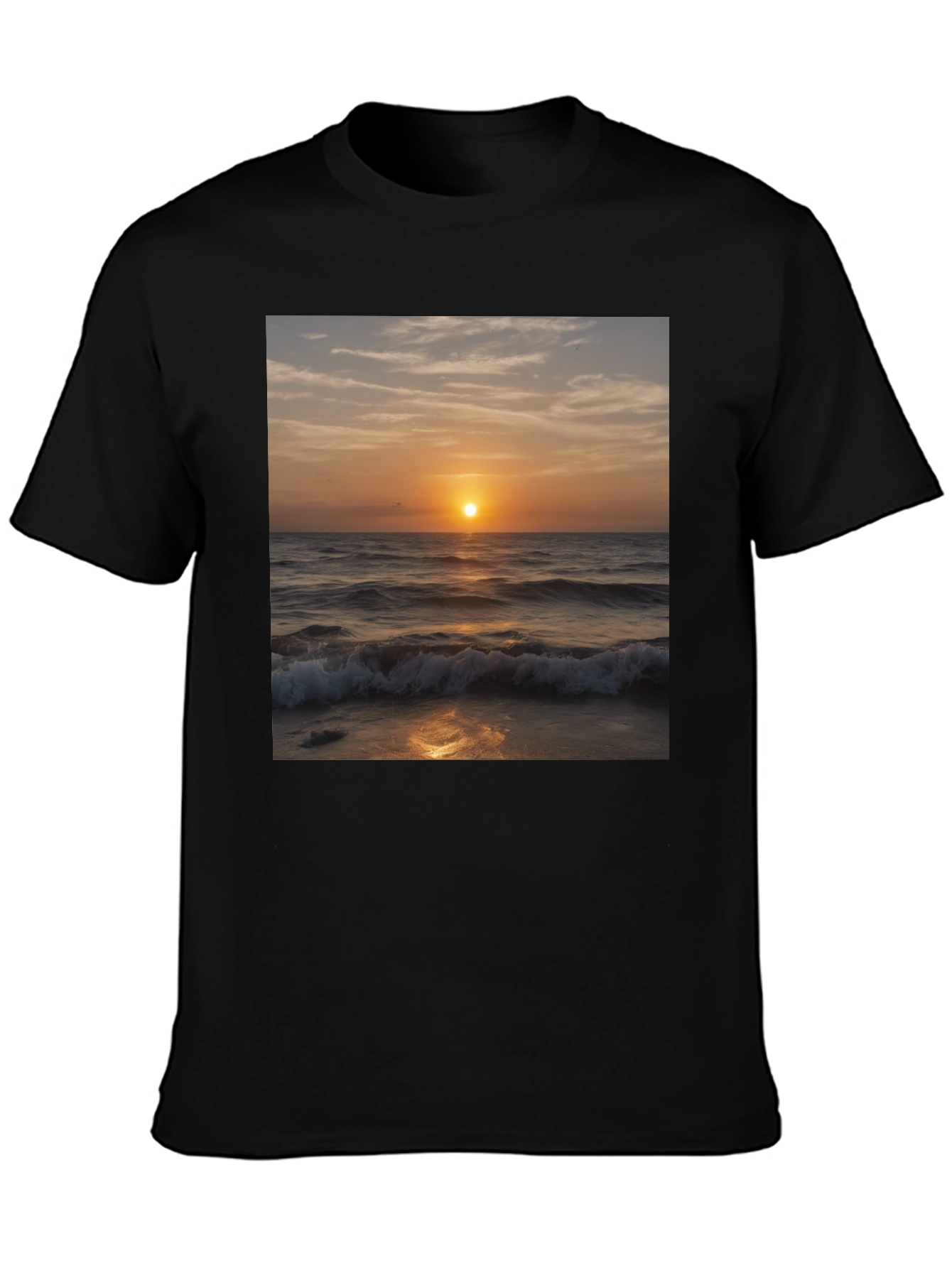 Black Sunset Waves Black T-Shirt view 3