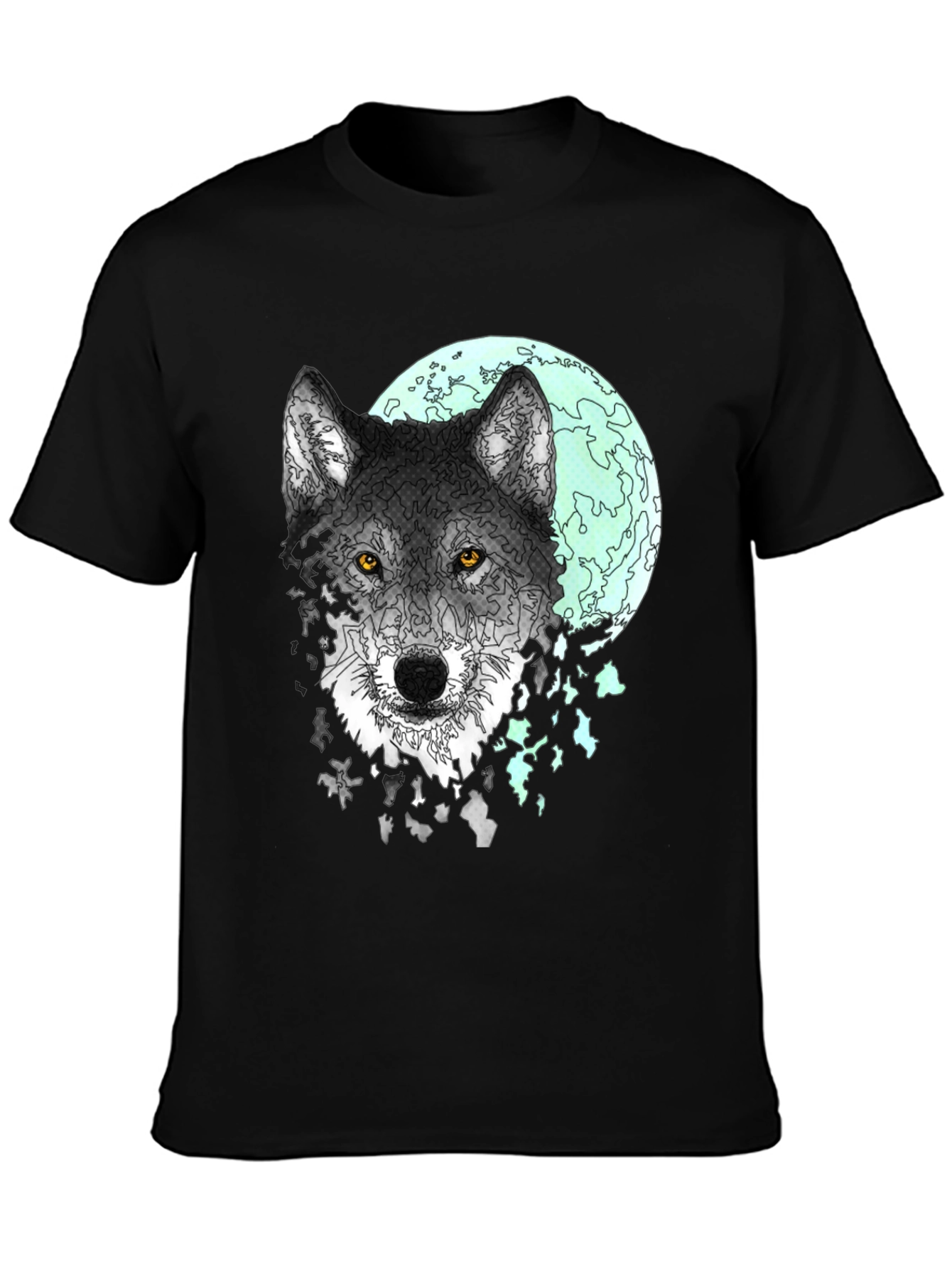 Black Wolf Moon Graphic Tee - Men's Black T-Shirt view 3