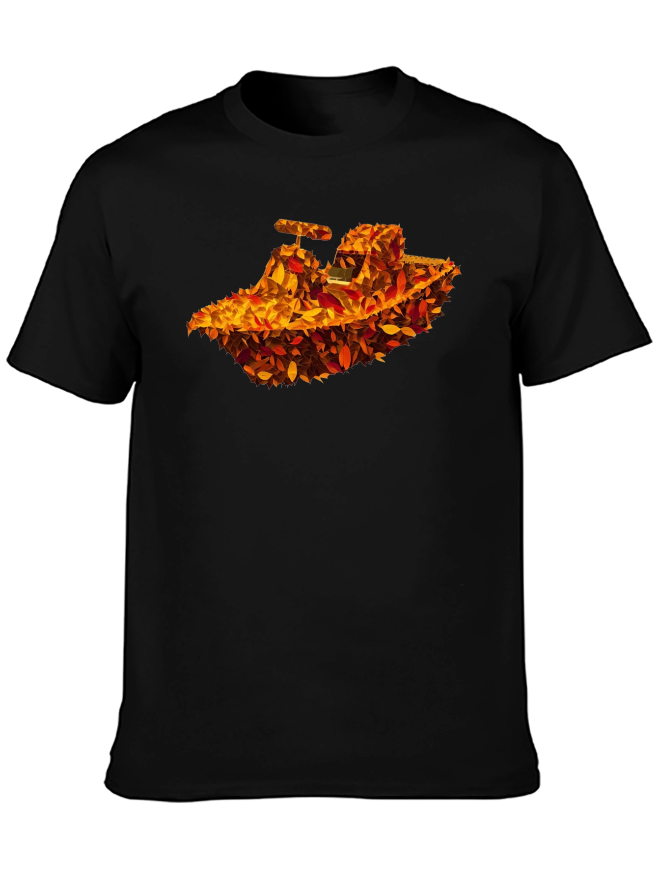 Black Autumn Leaves Tractor Graphic T-Shirt view 3