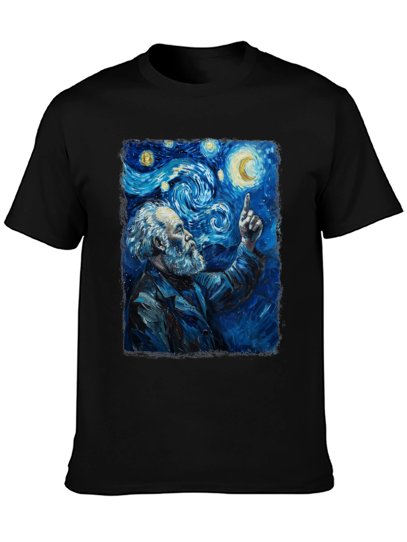 Black Starry Night Philosopher Graphic Tee view 3