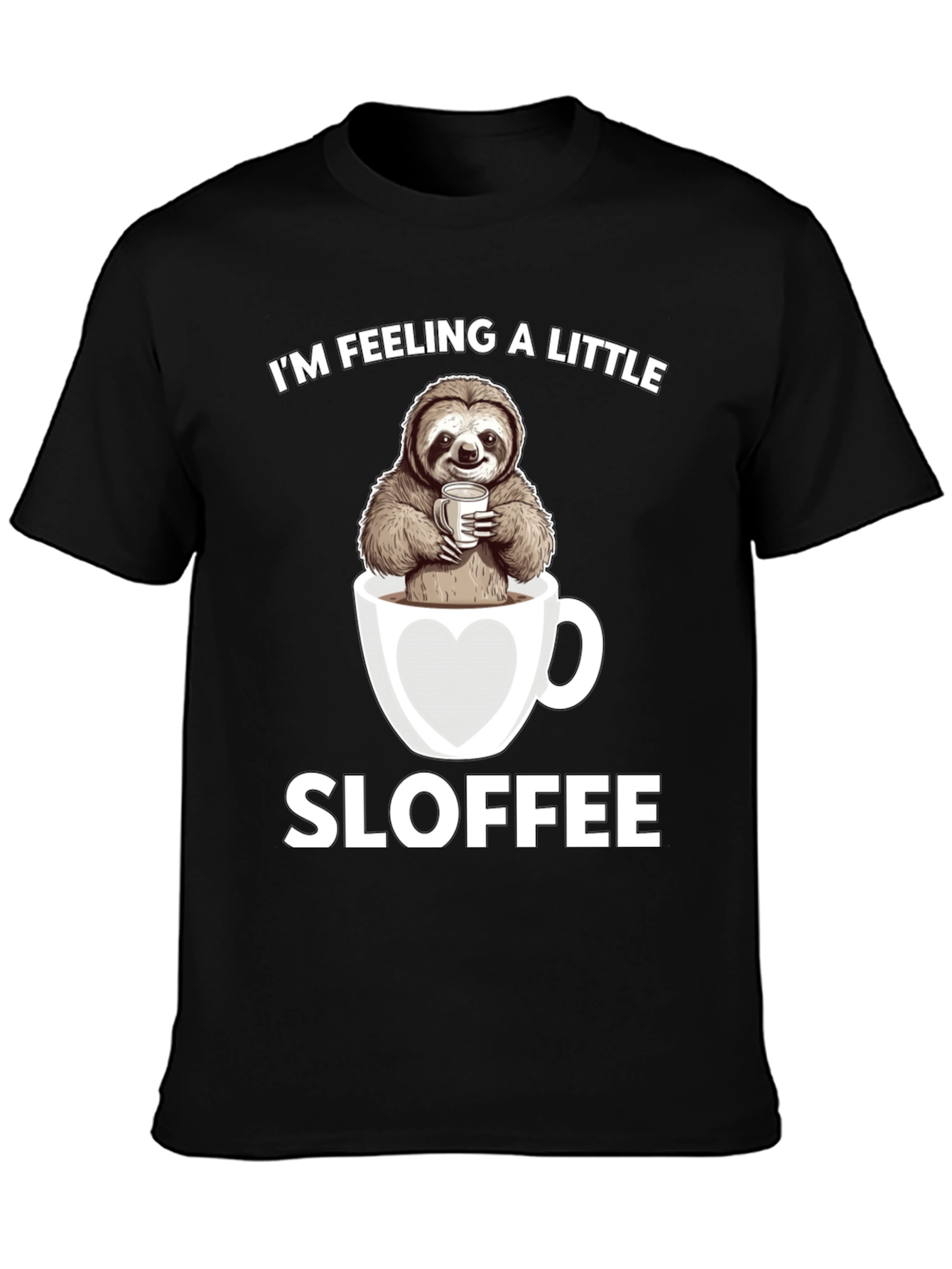 Black Sloth Coffee Graphic Tee - "Sloffee" Funny T-Shirt view 3