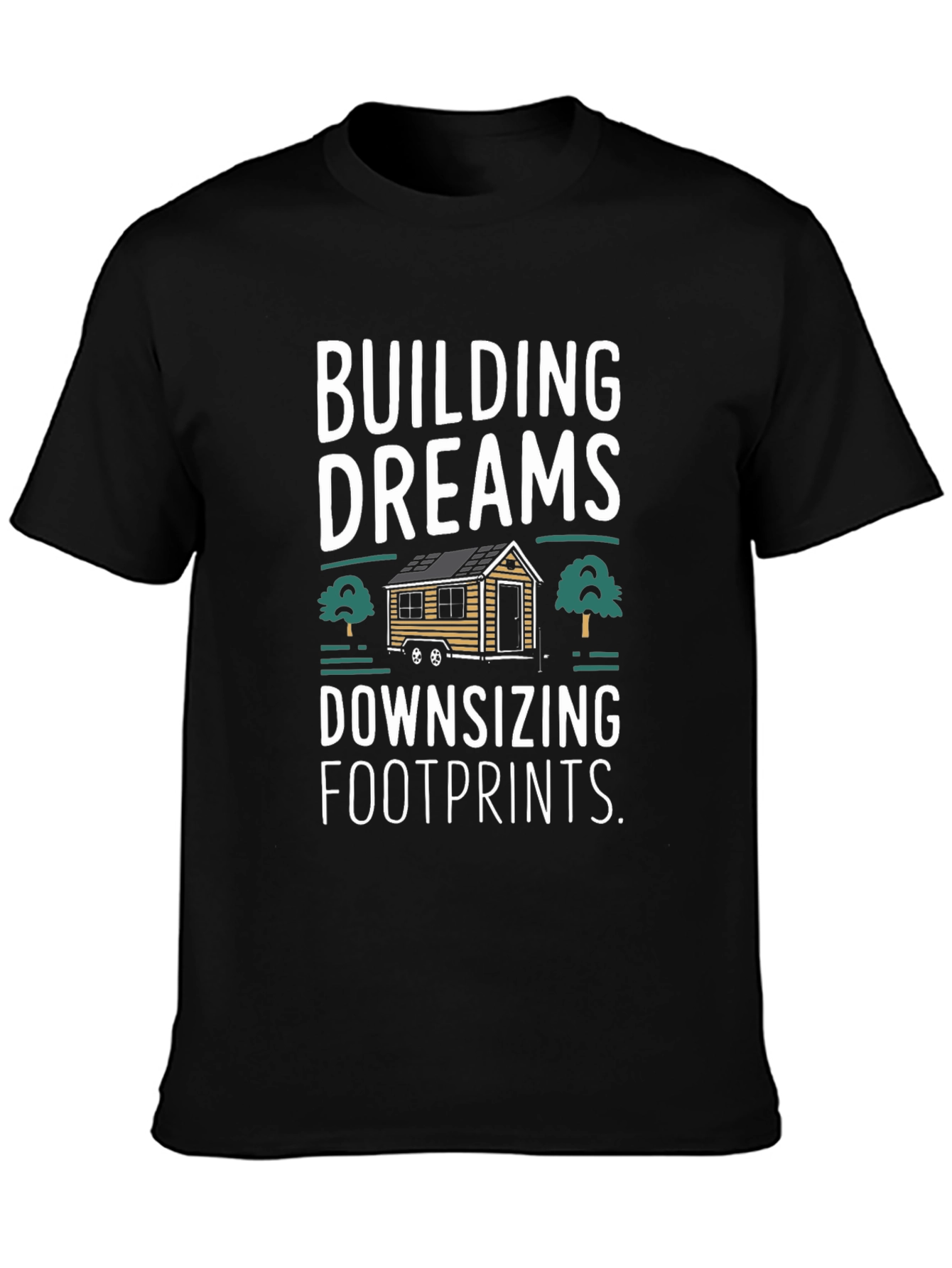 Black Building Dreams Downsizing Footprints Graphic T-Shirt view 3