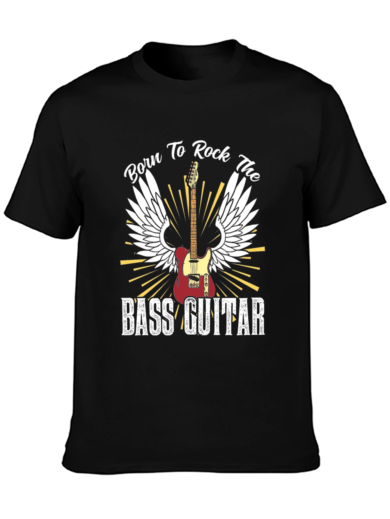 Black Born to Rock the Bass Guitar T-Shirt view 3