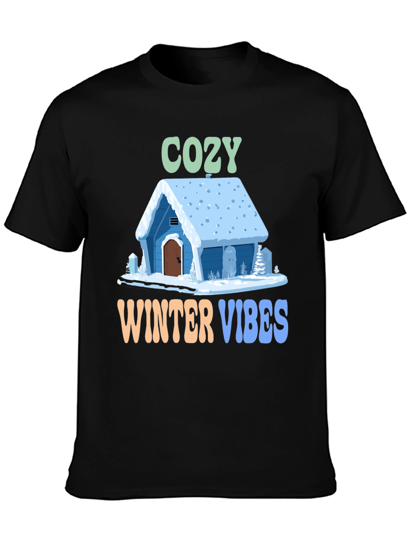 Black Cozy Winter Vibes Graphic Tee view 3