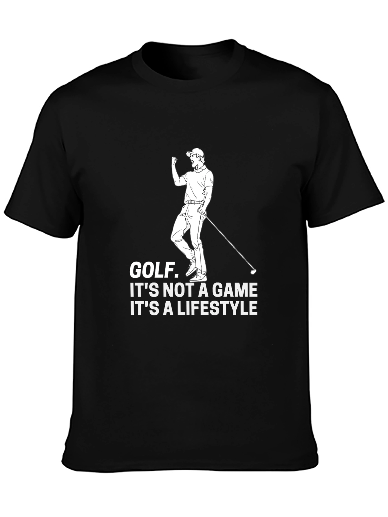 Black Golf Lifestyle T-Shirt - Black Cotton Graphic Tee view 3