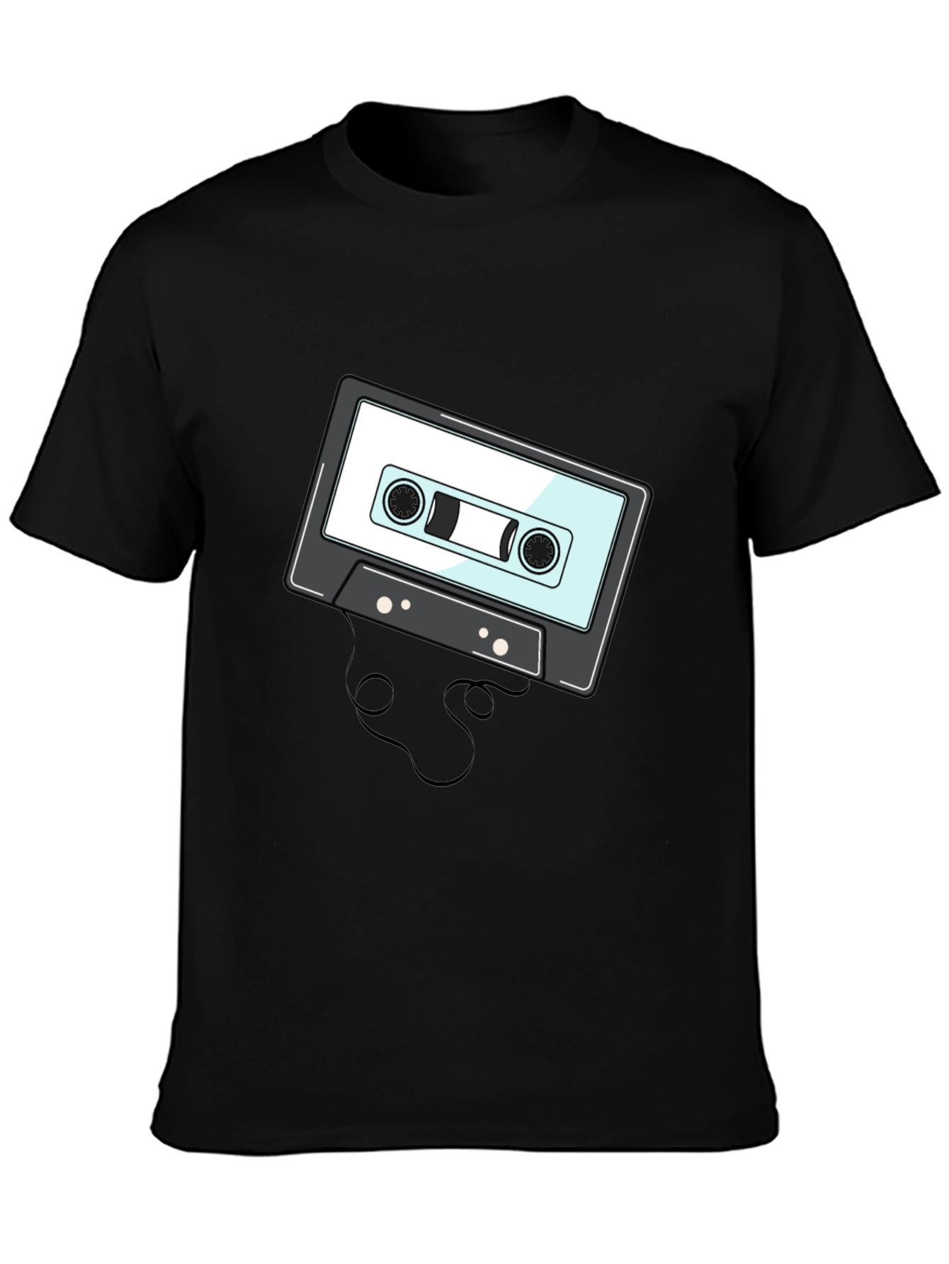 Black Retro Cassette Tape Graphic T-Shirt view 3