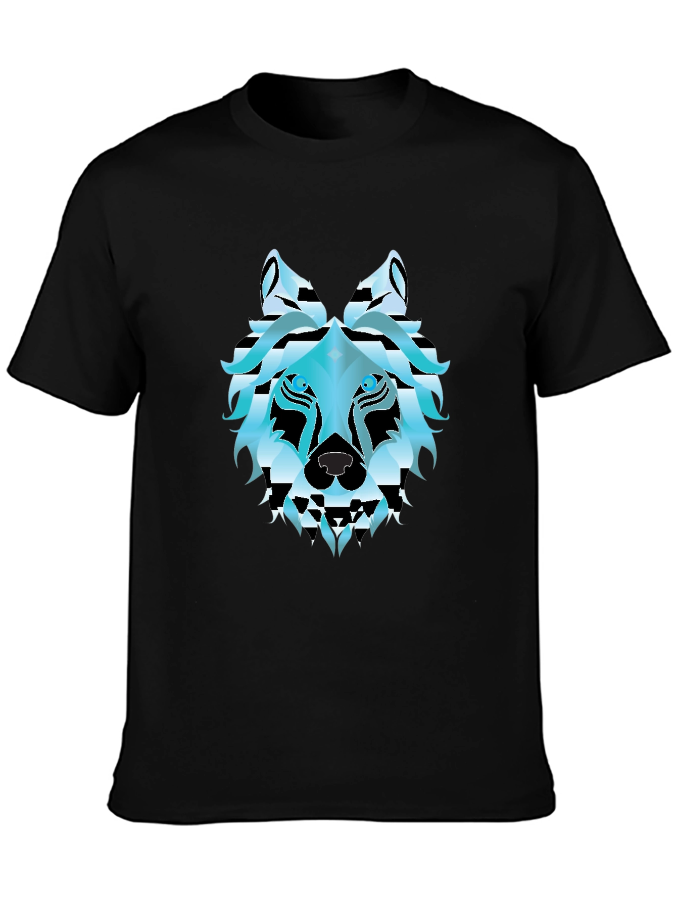 Black Cool Wolf Graphic T-Shirt - Black view 3