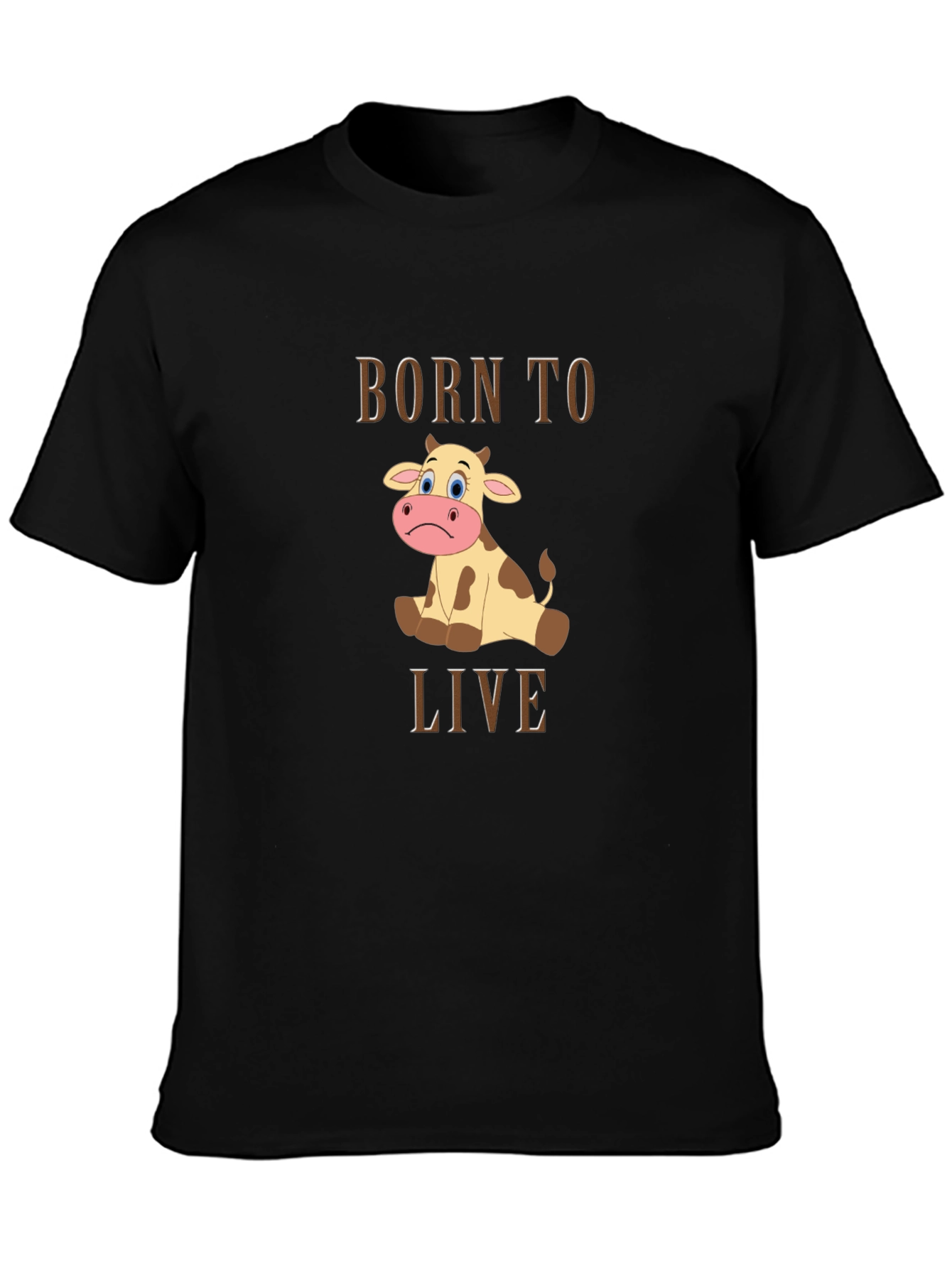 Black Born to Live Cow Graphic T-Shirt view 3