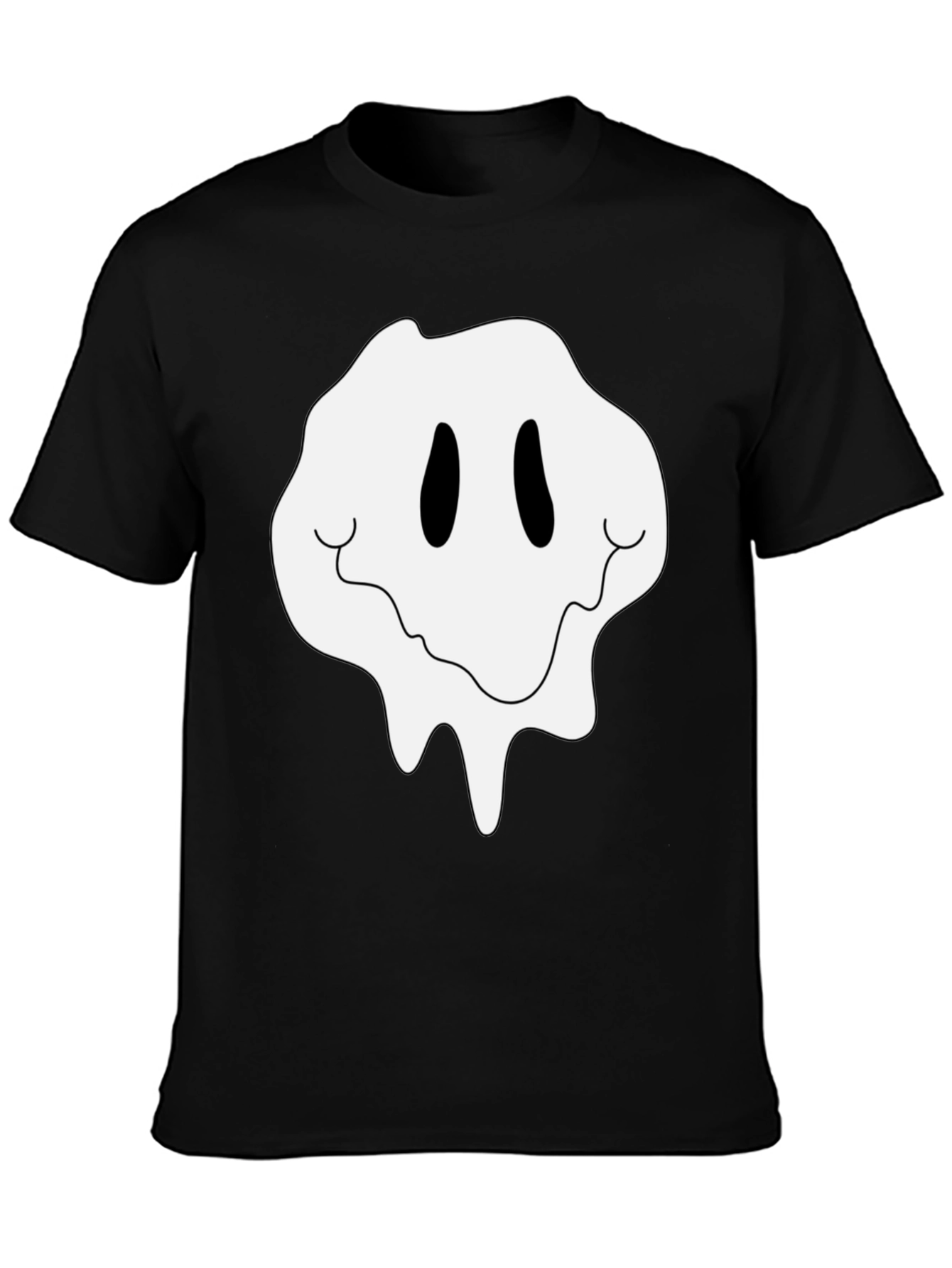 Black Melting Smiley Face Graphic Tee view 3