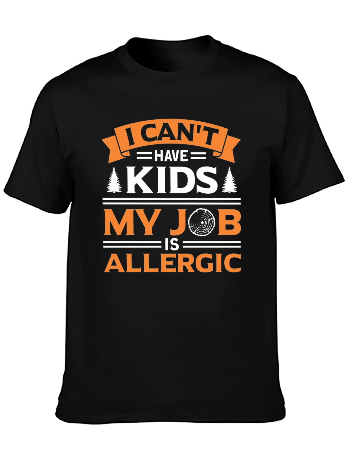 Black Funny Job Allergic T-Shirt view 3