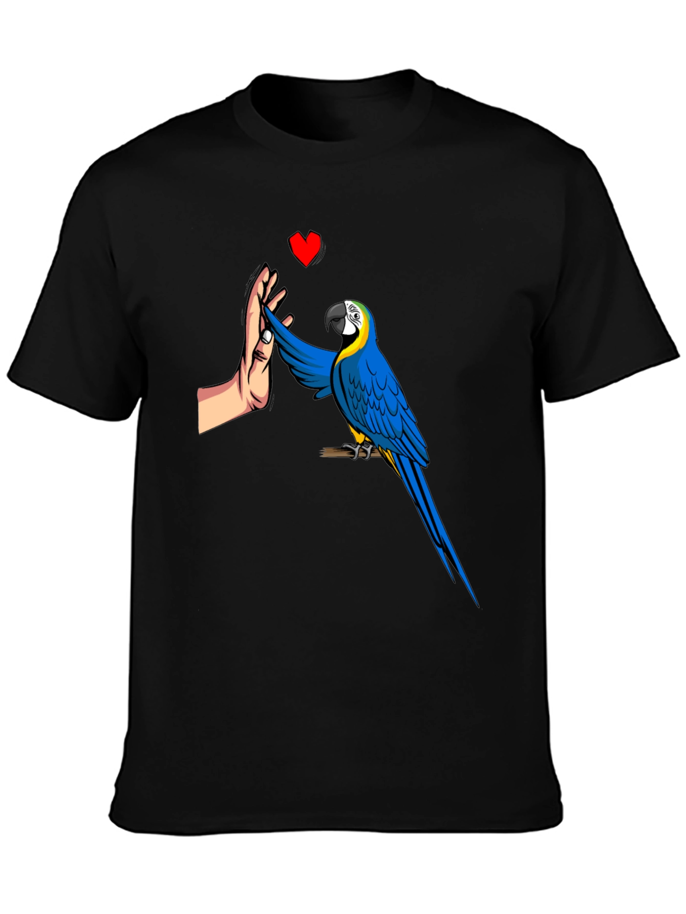 Black Parrot High Five Graphic Tee - Men's Black T-Shirt view 3