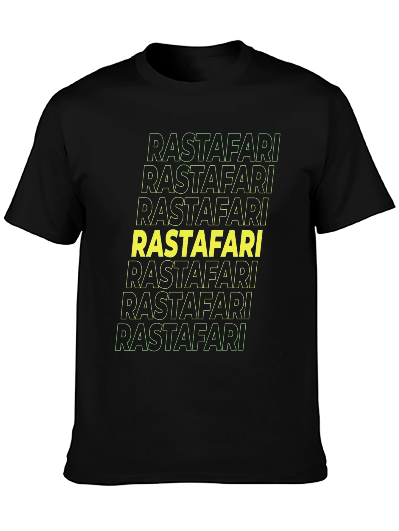 Black Rastafari Graphic Print Crew Neck T-Shirt view 3