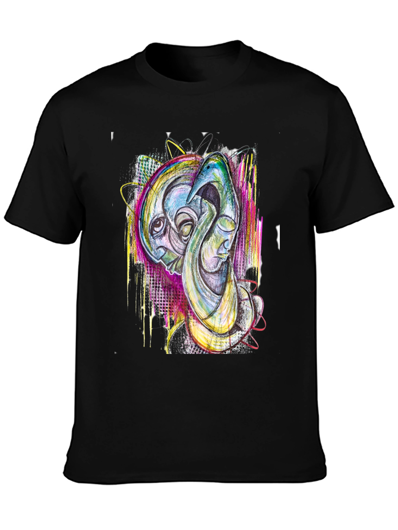 Black Abstract Art Print Black T-Shirt view 3